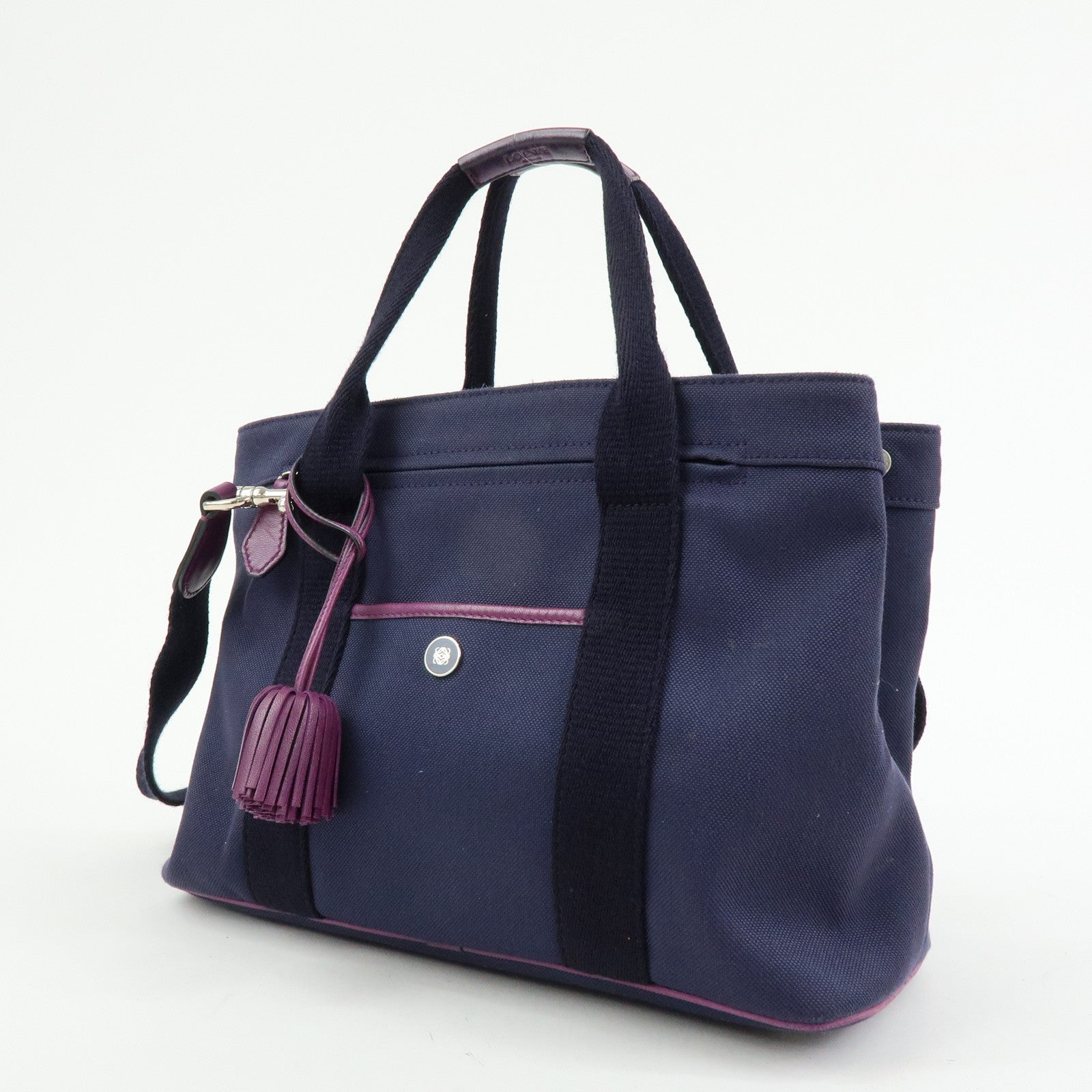 LOEWE Anagram Canvas 2Way Hand Bag Tote Bag Purple