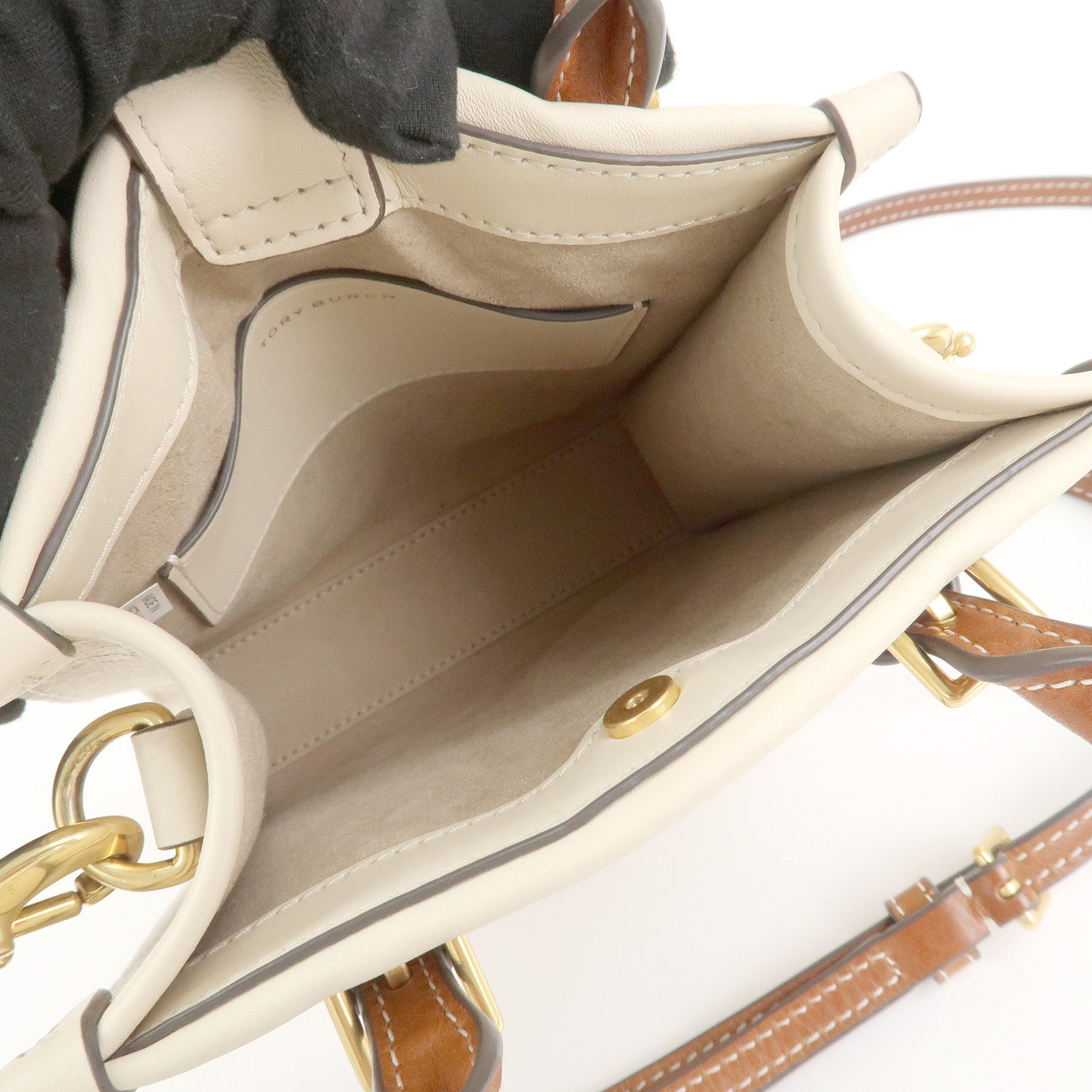 TORY BURCH Leather 2Way Shoulder Bag Hand Bag Beige 87146