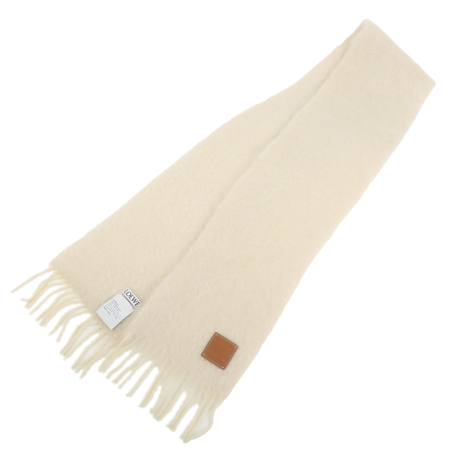 LOEWE Anagram Mohair Wool Nylon Scarf Stole White