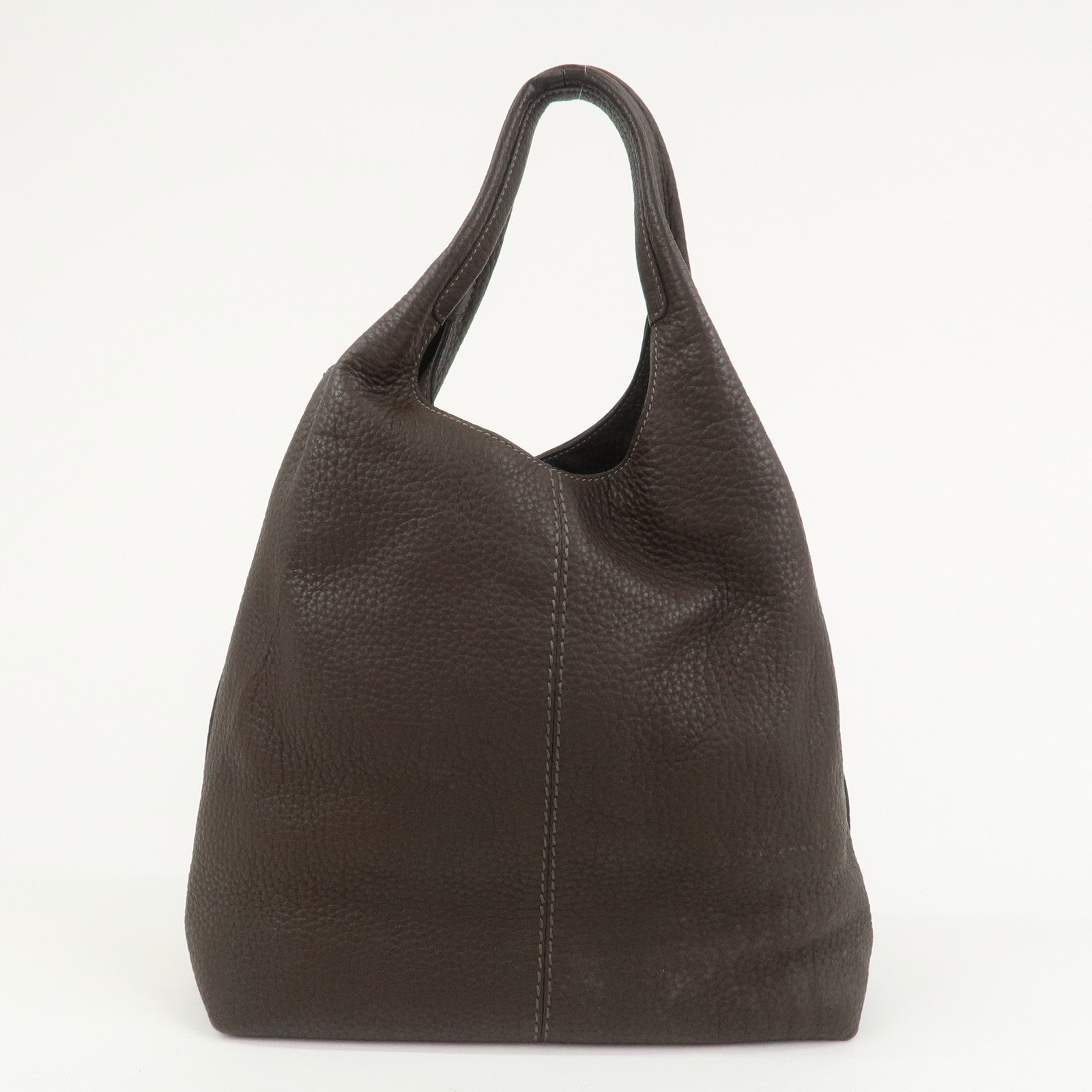 TOD'S Logo Leather Shoulder Bag Hand Bag Brown