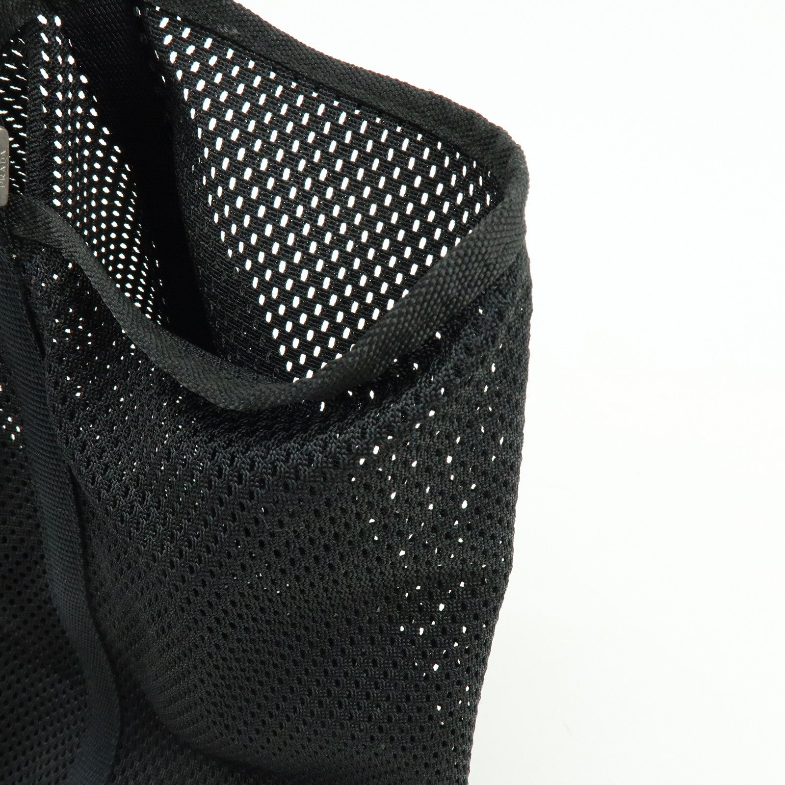 PRADA Mesh Leather Tote Bag Shoulder Bag Black