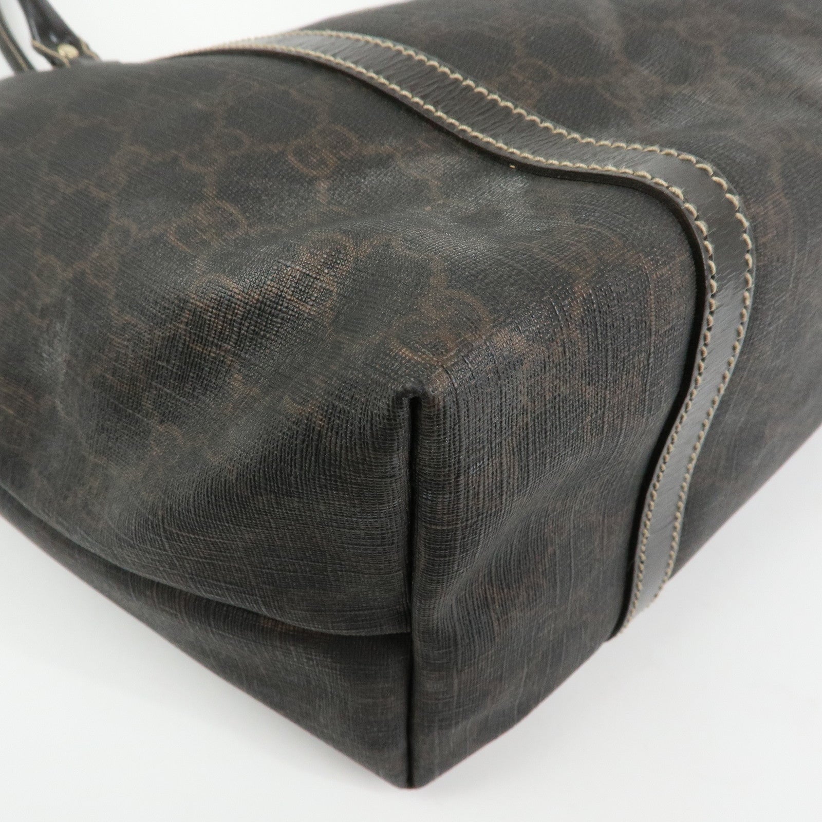 GUCCI GG Supreme Patent Leather Tote Bag Shoulder Bag Brown 197953