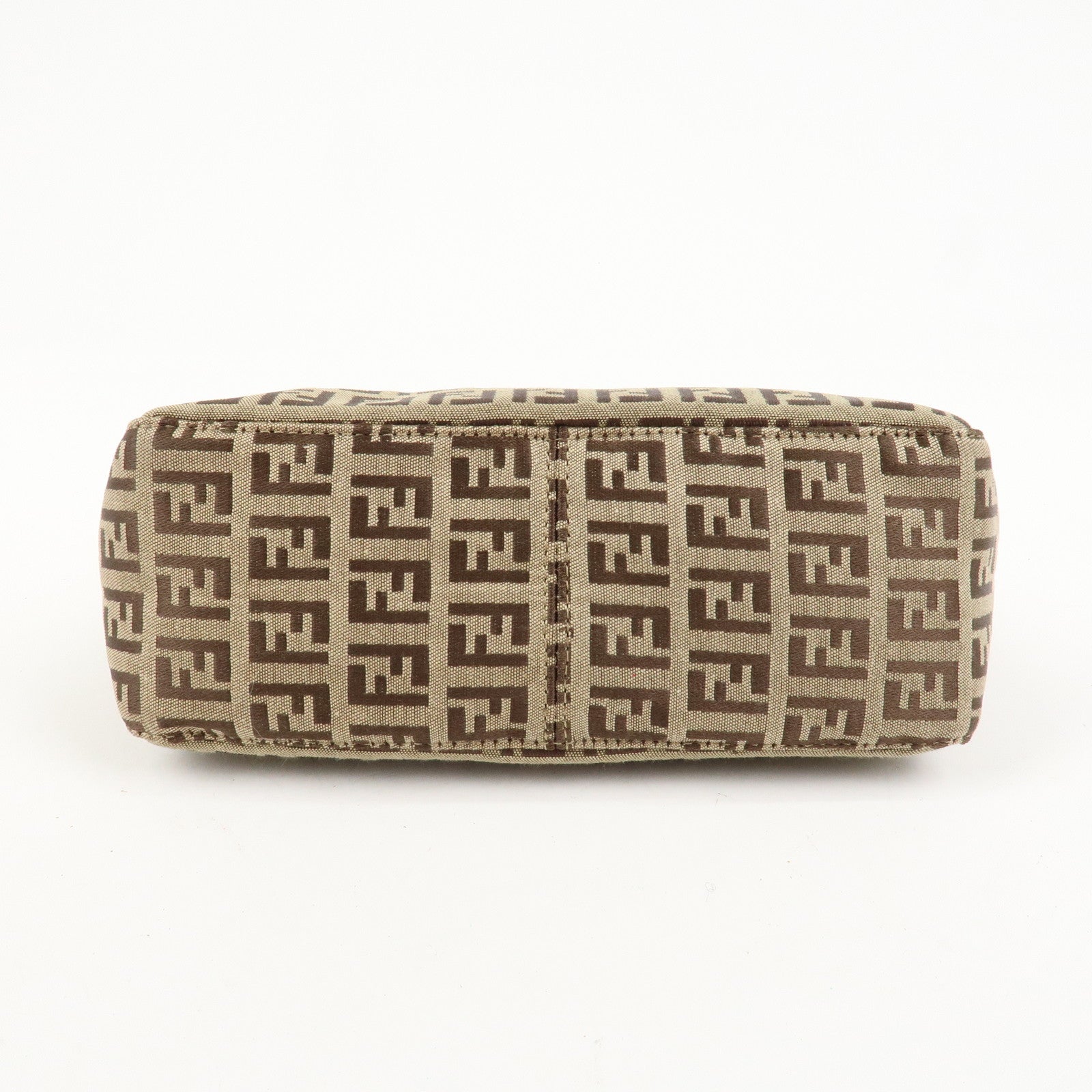 FENDI Zucchino Canvas Leather Shoulder Bag Hand Bag Brown 8BR156