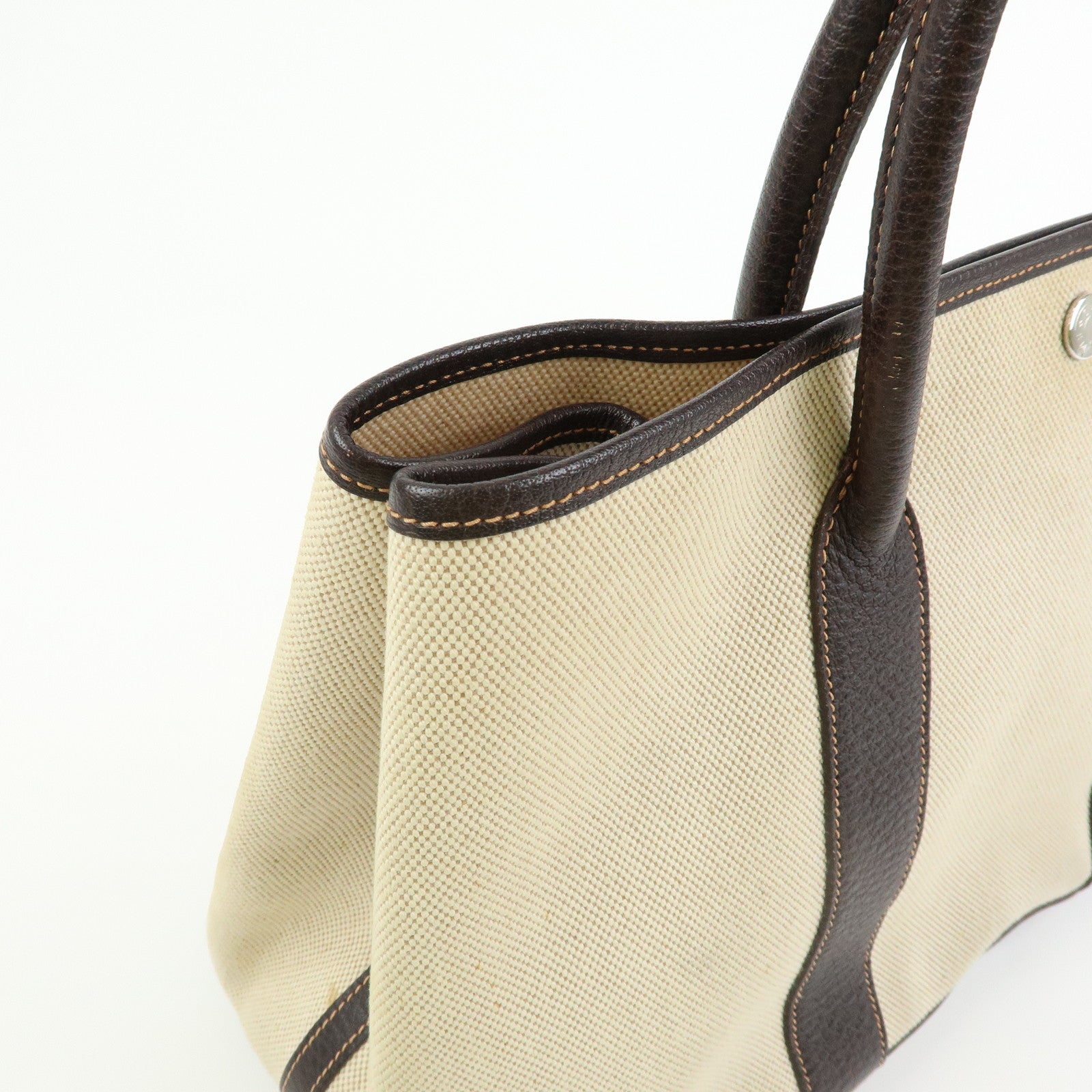 HERMES Garden Party PM Toile Ash Leather I Stamped Tote Bag Natural