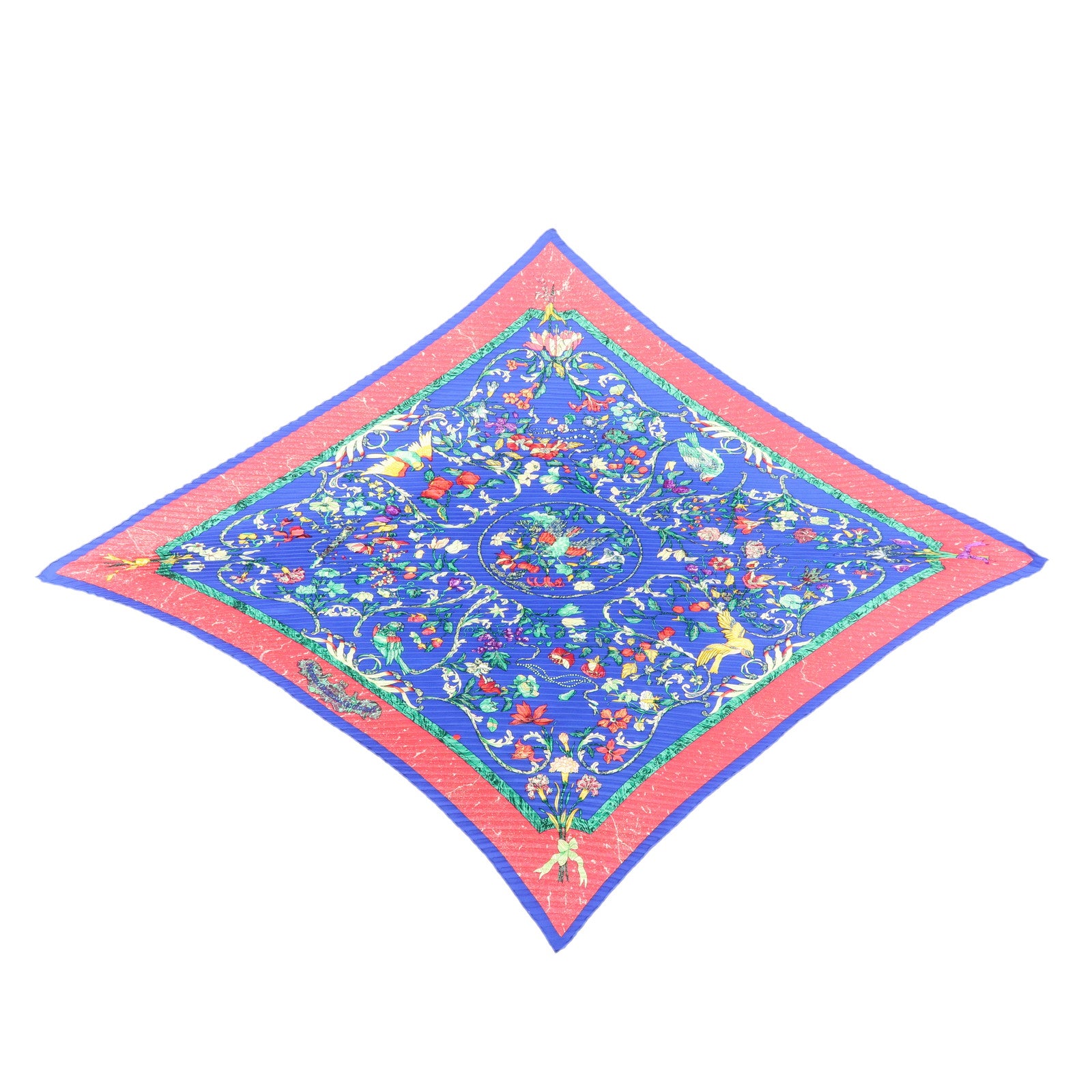 HERMES  Carre 90 Silk 100% Pleats Scarf PIERRES d' ORIENT et OGGIDENT Blue