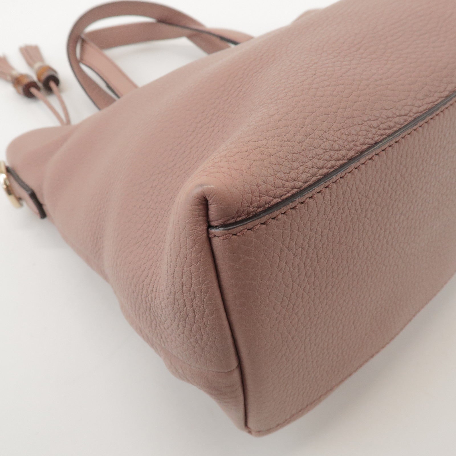 GUCCI Bamboo Leather 2Way Hand Bag Shoulder Bag Pink 365346