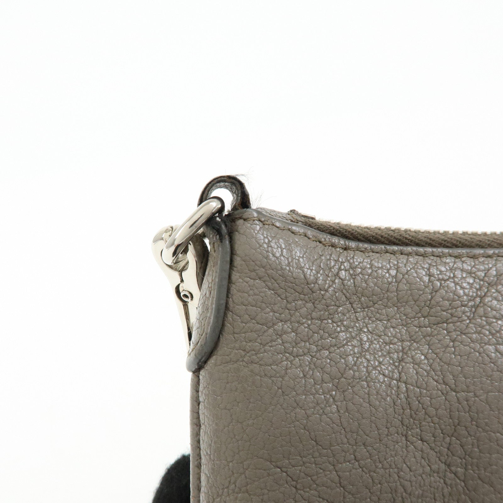 MIU MIU MADRAS Leather Shoulder Bag Crossbody Bag Gray RP0369