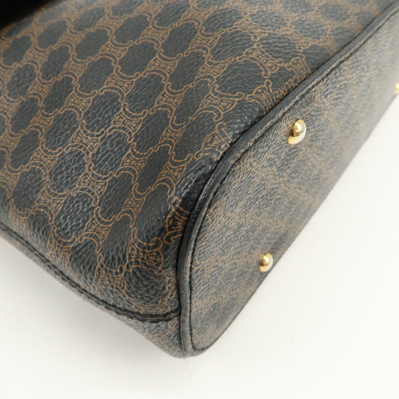 CELINE Macadam PVC Leather Shoulder Bag Hand Bag Black Brown