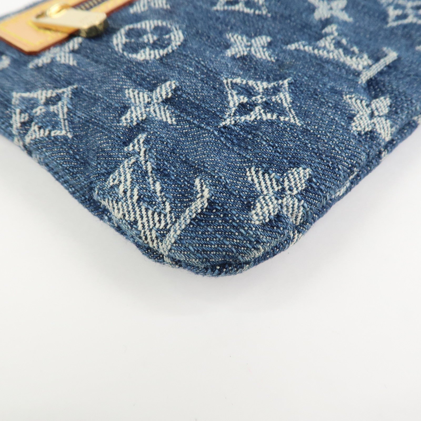 Louis Vuitton Monogram Denim Pochette Plat Pouch Clutch Bag M95007