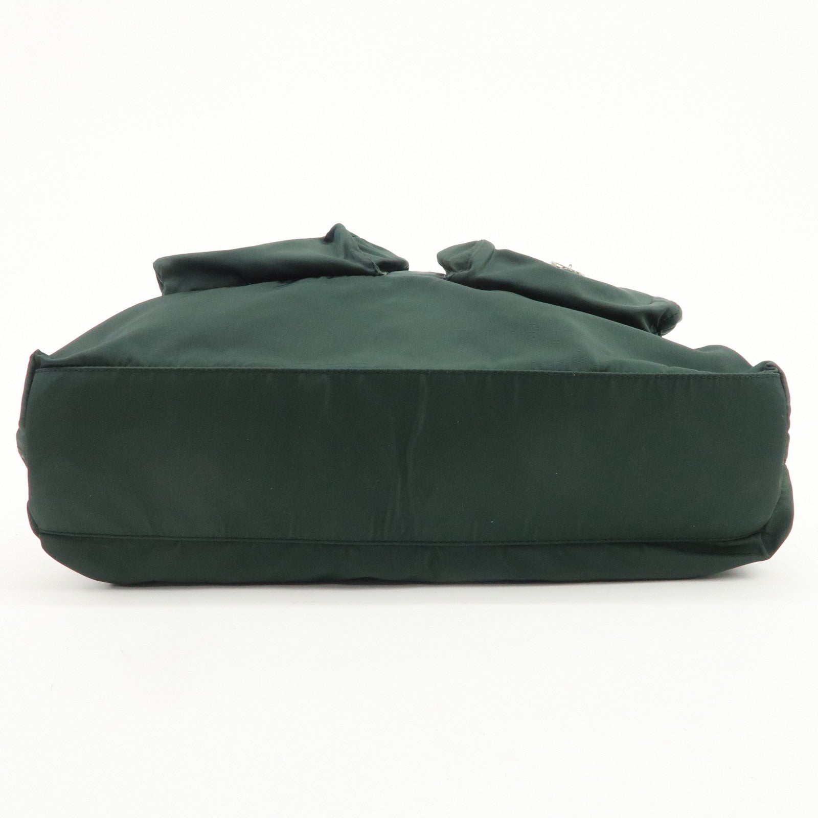 PRADA Triangle Logo Nylon Leather Shoulder Bag Hand Dark Green