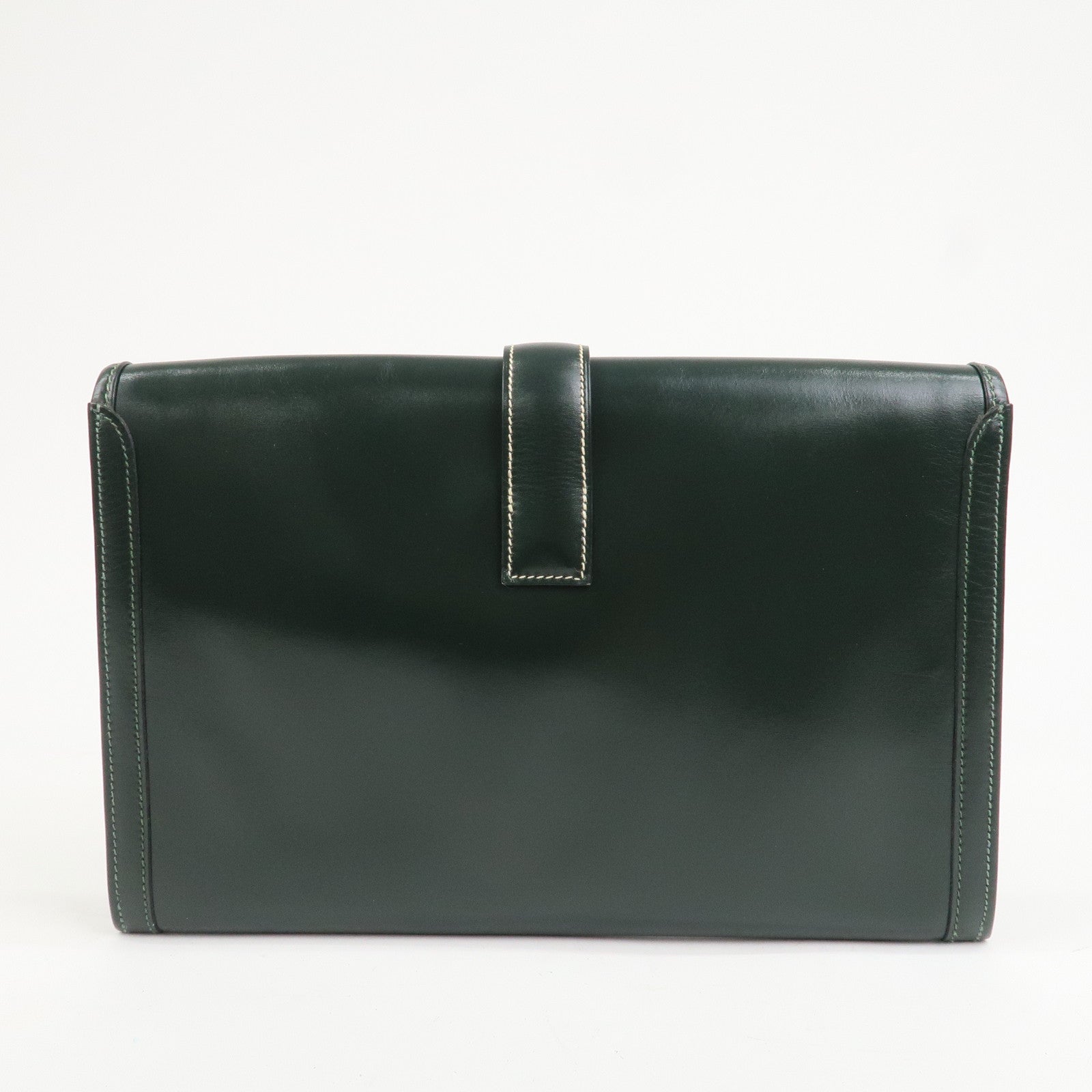 HERMES Box Calf Gige PM Clutch Bag O Stamped Dark Green