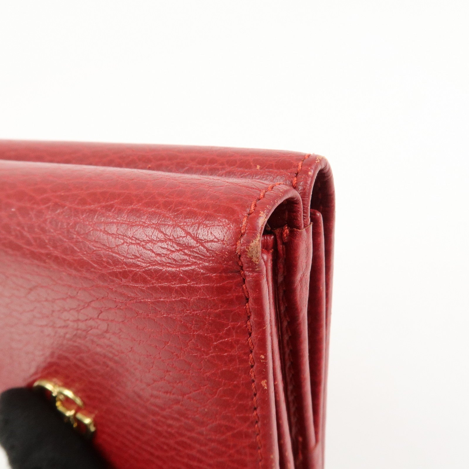 GUCCI GG Marmont Leather Tri-fold Compact Wallet Red 474746
