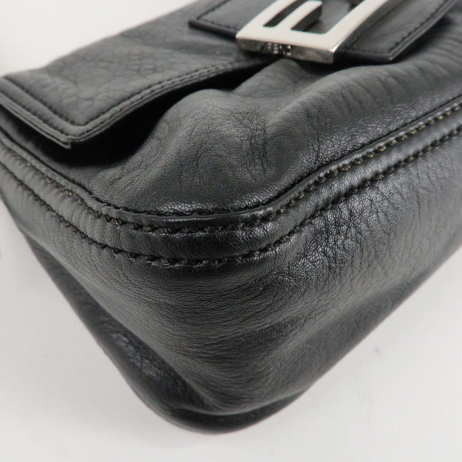 FENDI Mamma Baguette Shoulder Bag Hand Bag Black 8BR180 Used