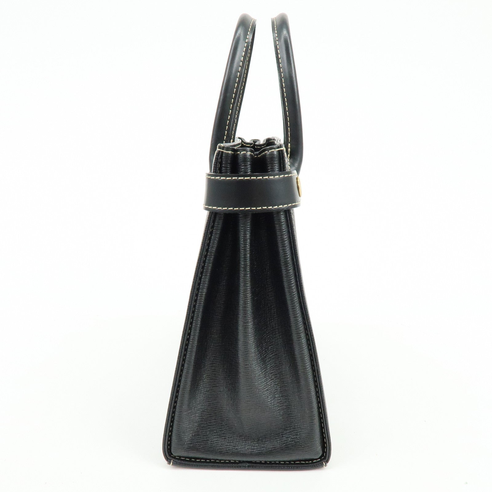 BURBERRY Logo Leather Hand Bag Black