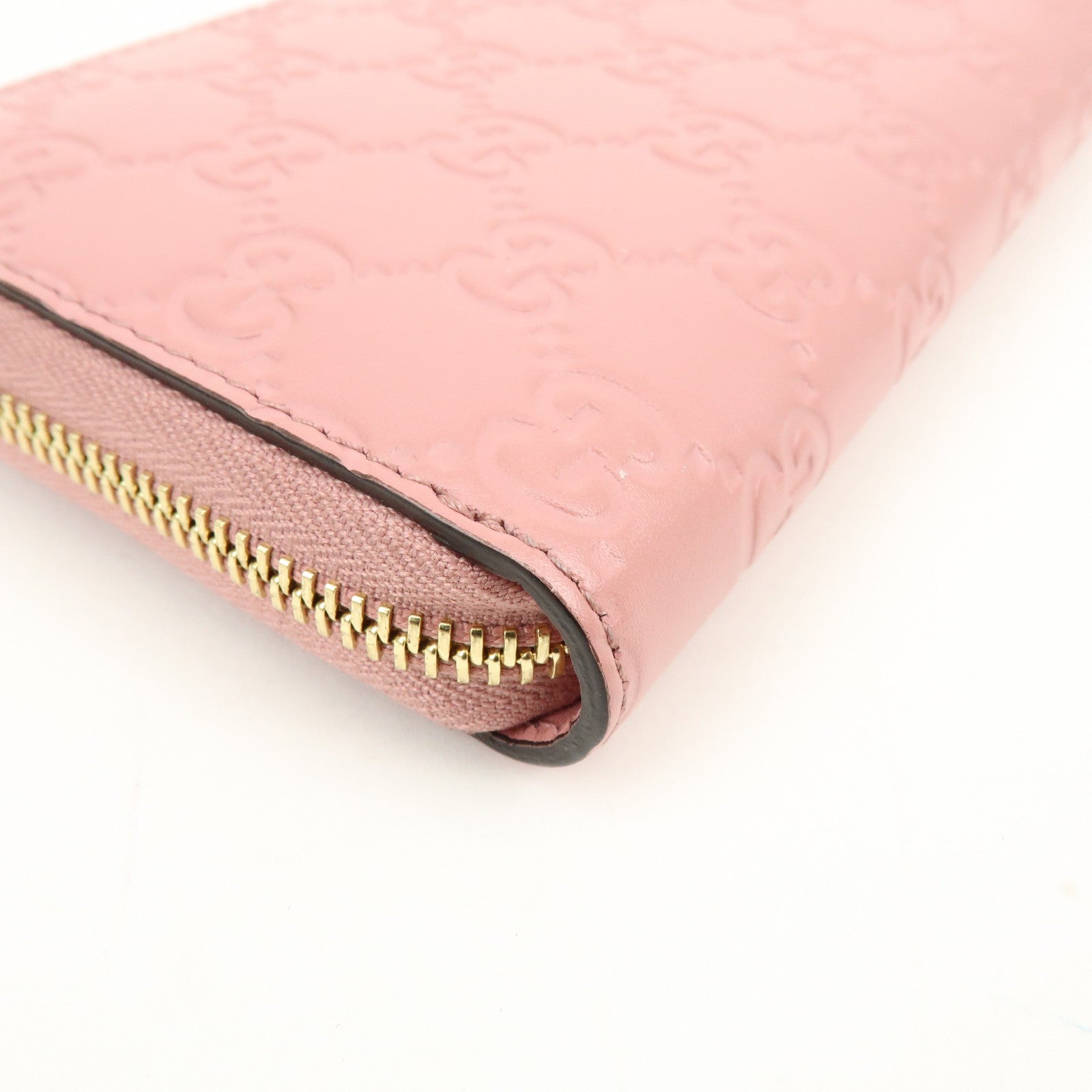 GUCCI Guccissima Leather Icon Zip Around Long Wallet Pink 410102
