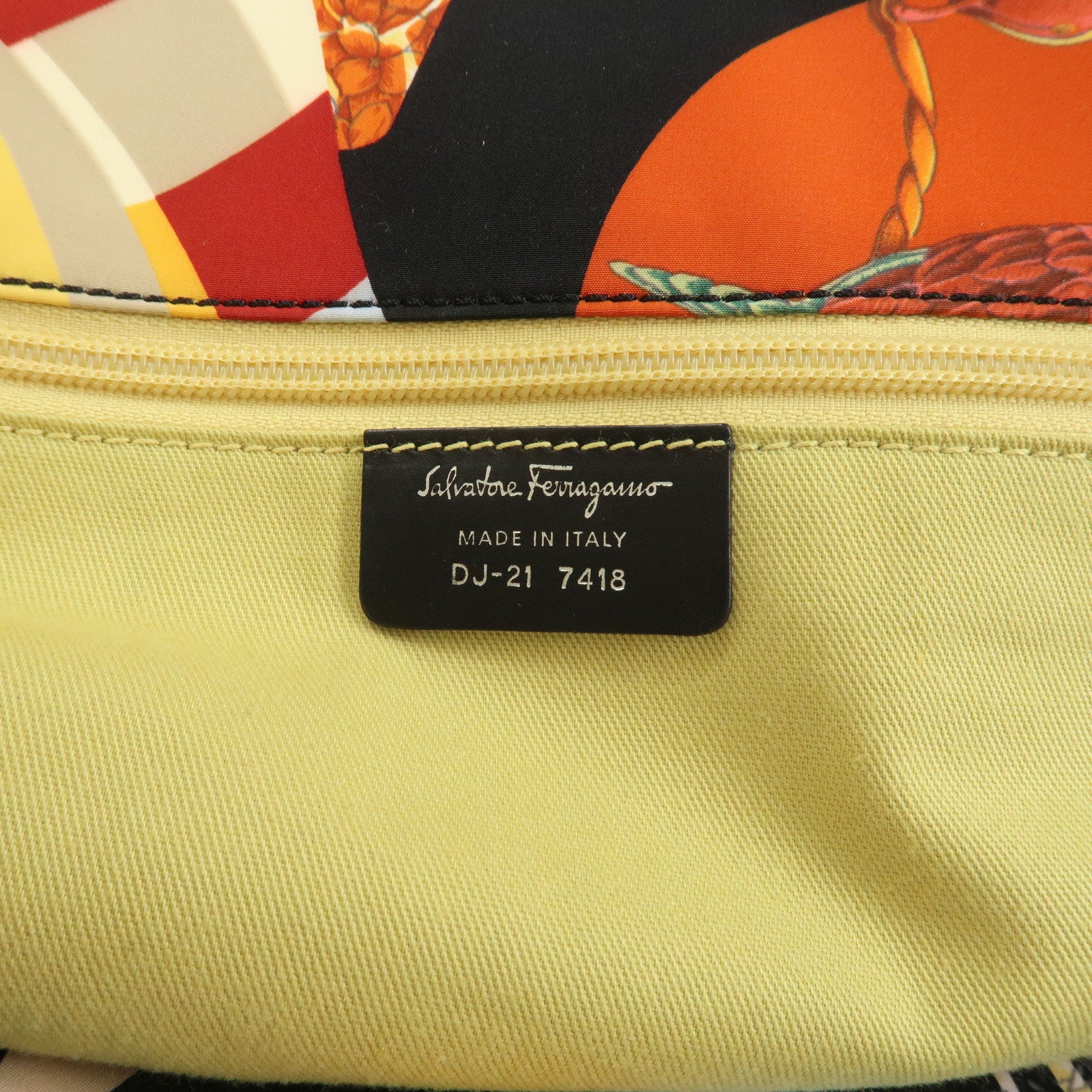 Ferragamo Nylon Leather Hand Bag Shoulder Bag Black Multicolor