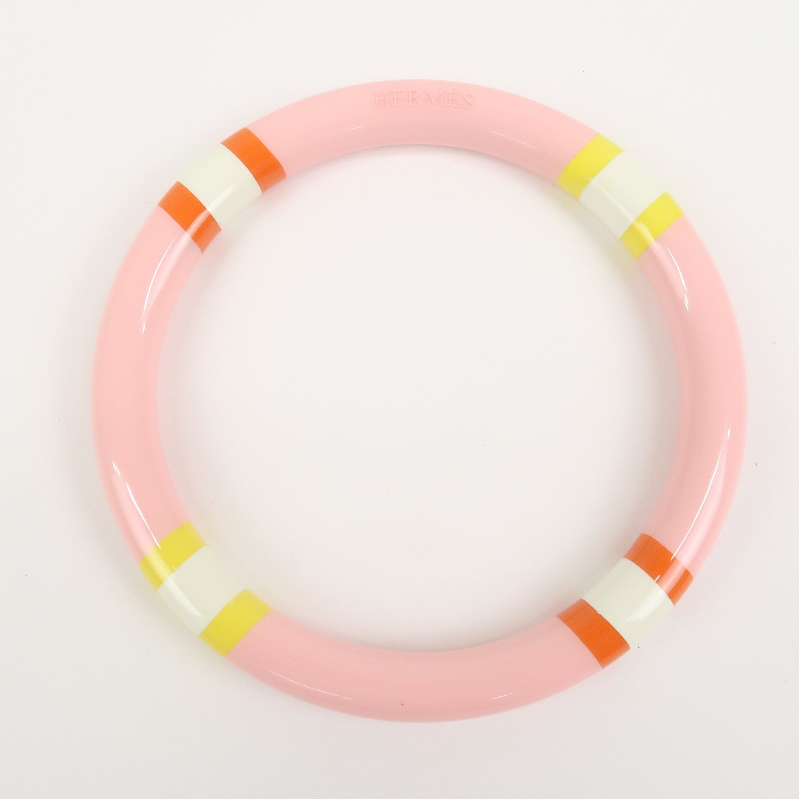 HERMES H Equipe PM Lacquered Wood Bracelet Bangle Pink