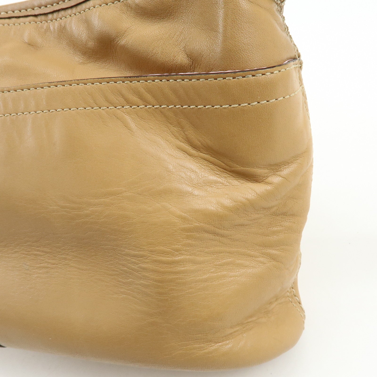 COACH Leather Shoulder Bag Light Brown