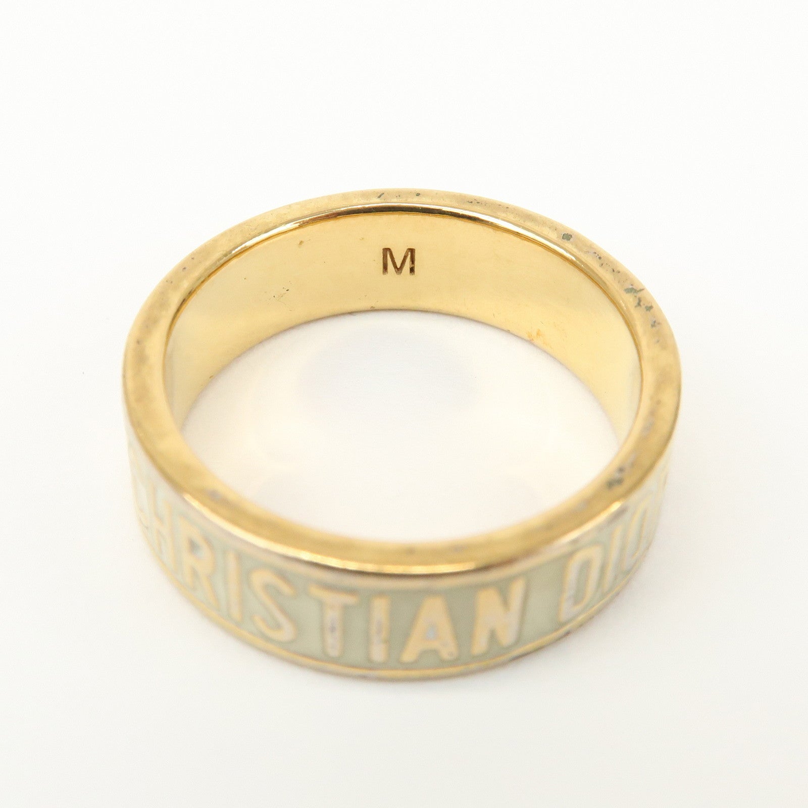 Christian Dior Code Metal Rhinestone Three-band Ring M Gold