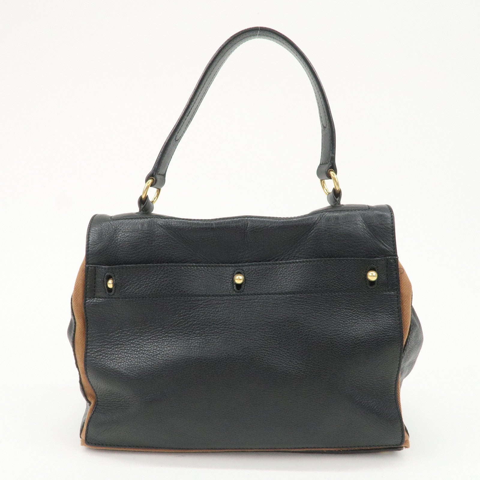 SAINT LAURENT Leather Shoulder Bag Black Brown Gold HDW 229680