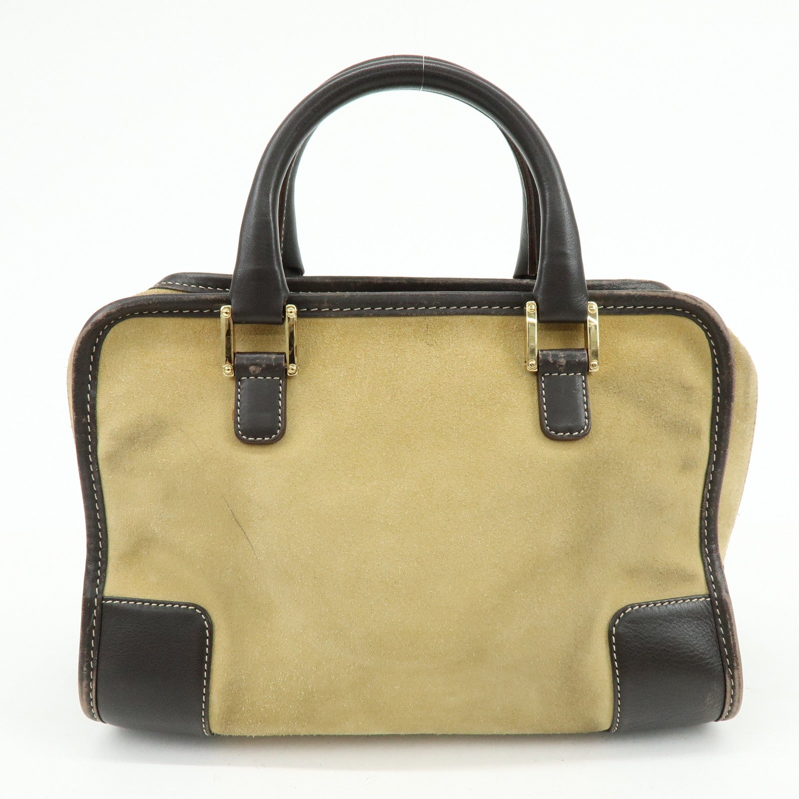 LOEWE Anagram Suede Leather Amazona 28 Hand Bag Brown