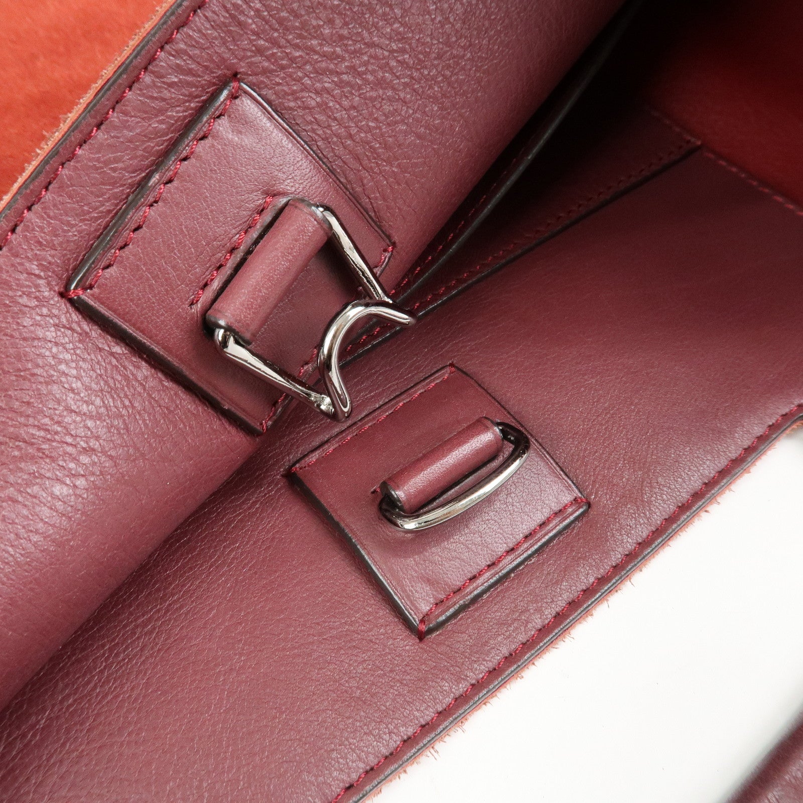 LOEWE Anagram Suede Leather 2Way Bag Shoulder Hand Bag Red 061307