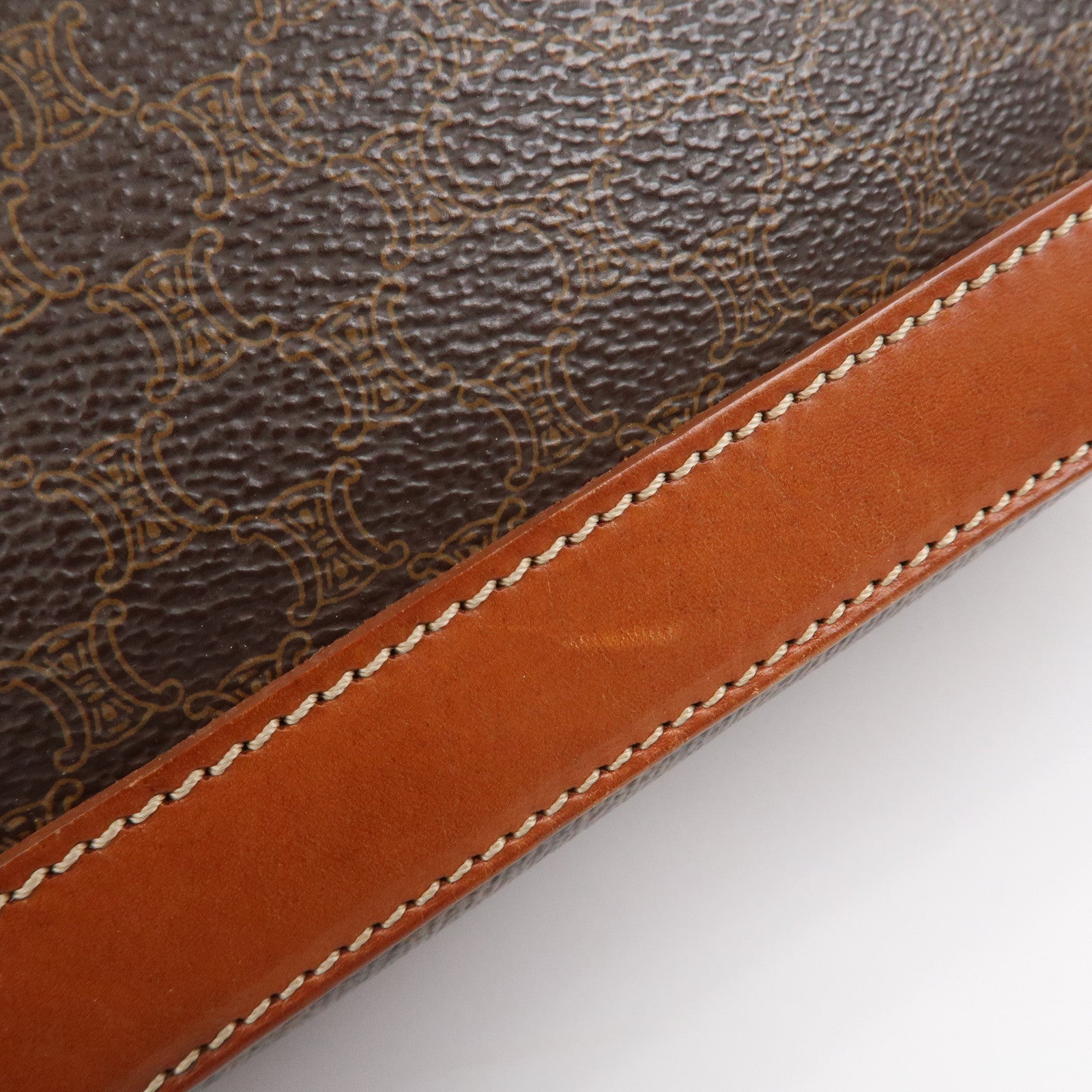 CELINE Macadam PVC Leather Shoulder Bag Hand Bag Brown