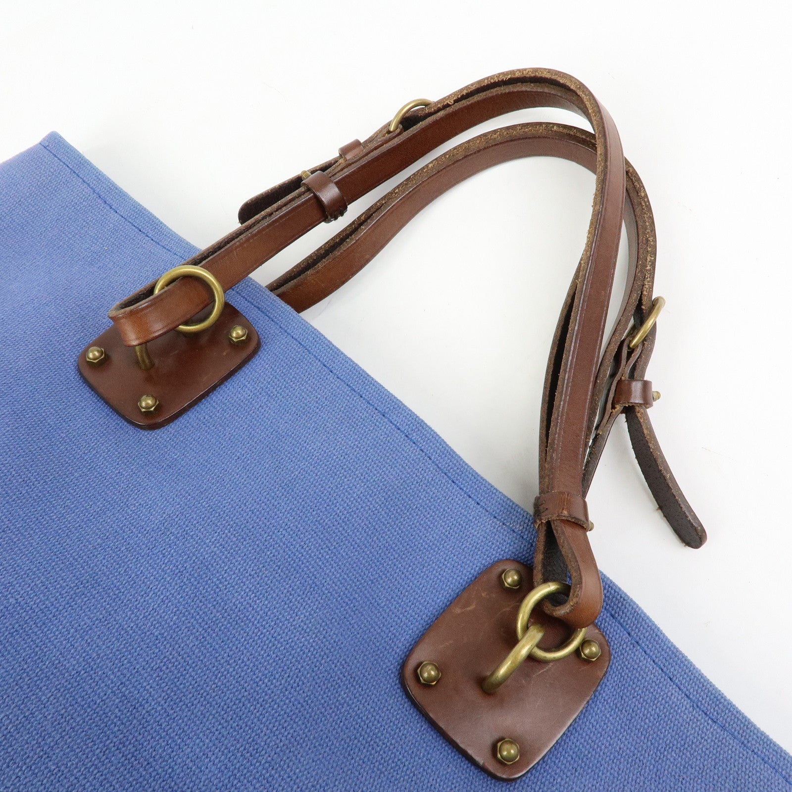 BOTTEGA VENETA Canvas Leather Tote Bag Shoulder Bag Blue 170045