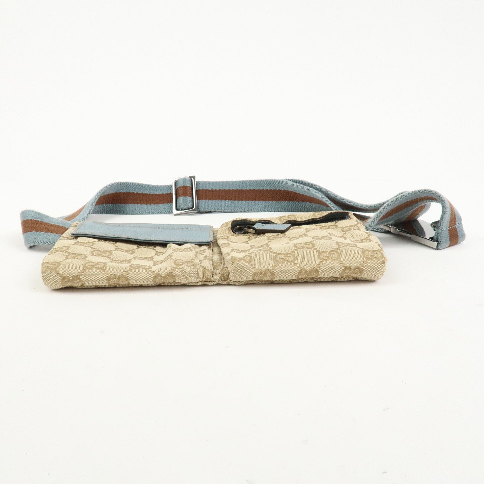 GUCCI Sherry GG Monogram Canvas Leather Body Bag Waist Pouch 162962