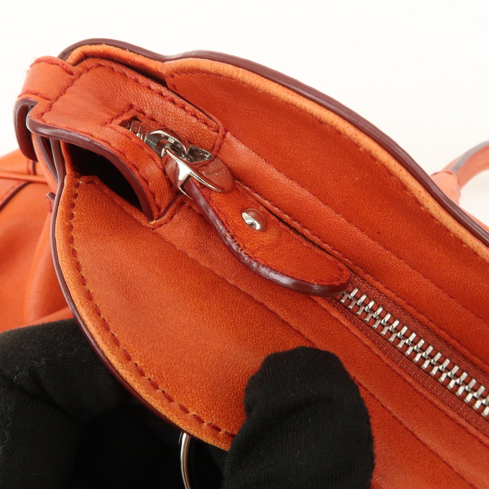 Ferragamo Gancini Gathered Shoulder Bag Hand Bag Orange