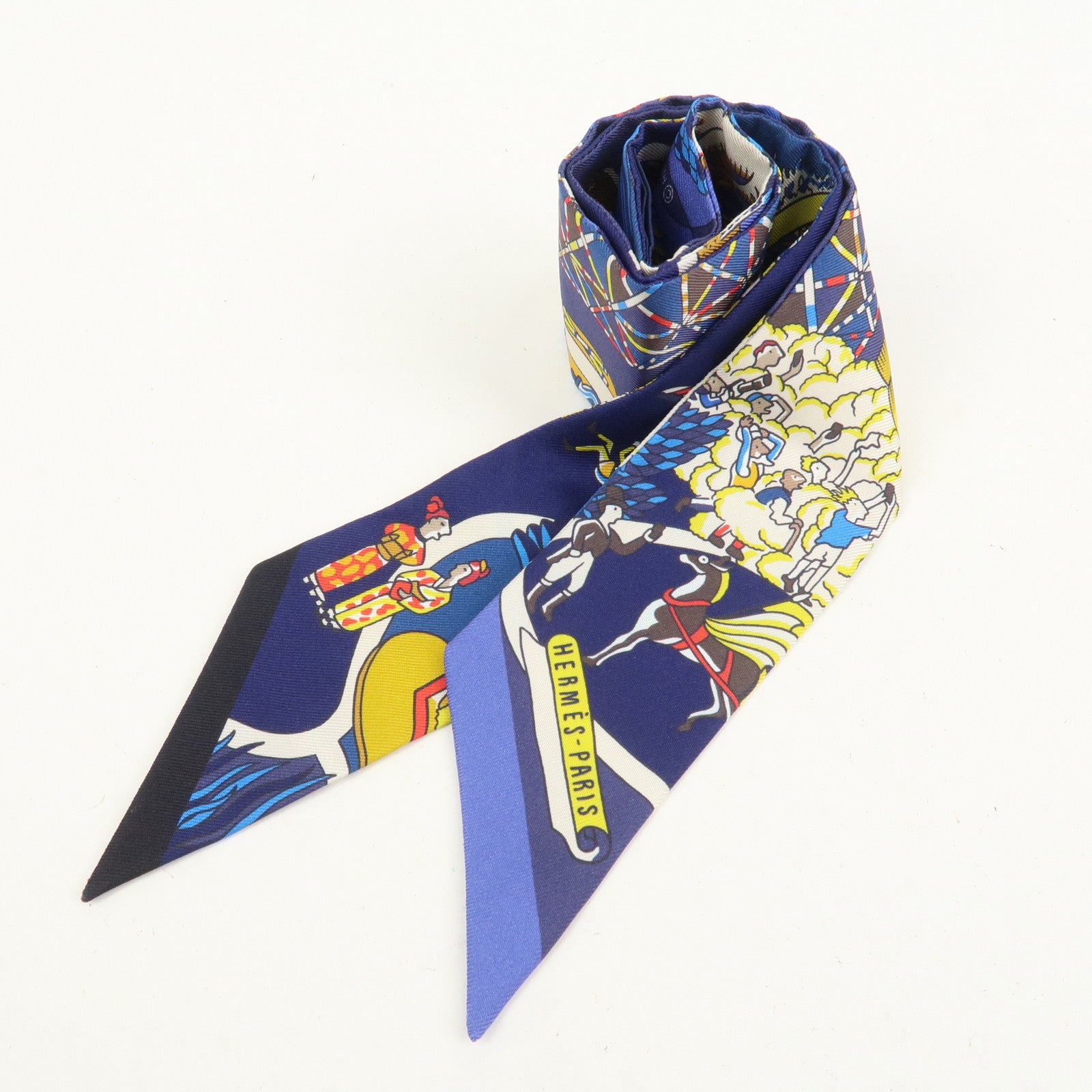 HERMES Twilly Silk 100% Scarf Exposition Universelle Multicolor