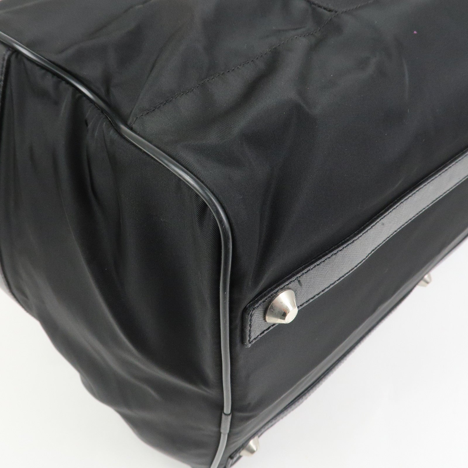 PRADA Nylon Saffiano Leather 2WAY Bag Boston Bag Black VS001S