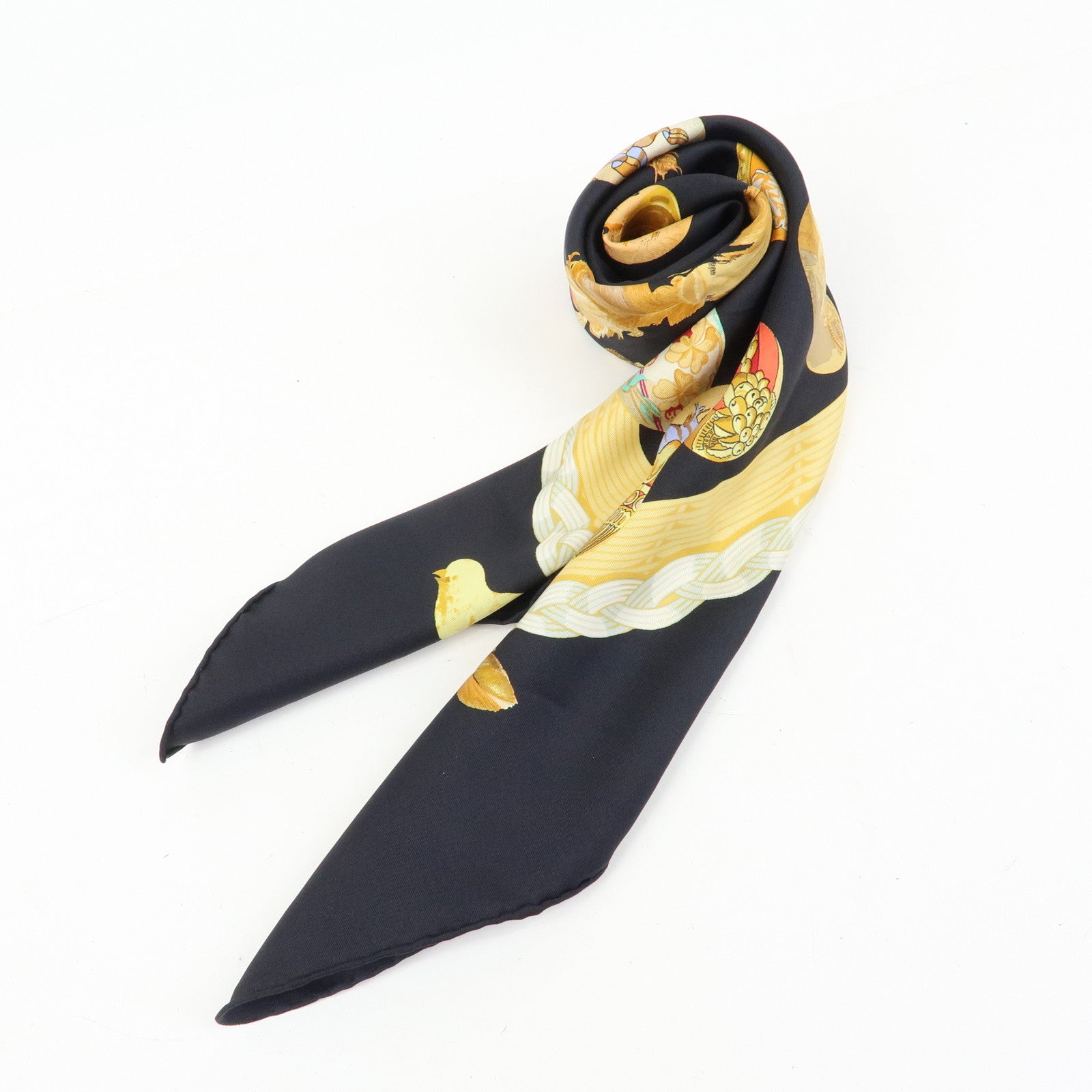 HERMES Carre 90 Silk 100% Scarf COUVEE D HERMES Black