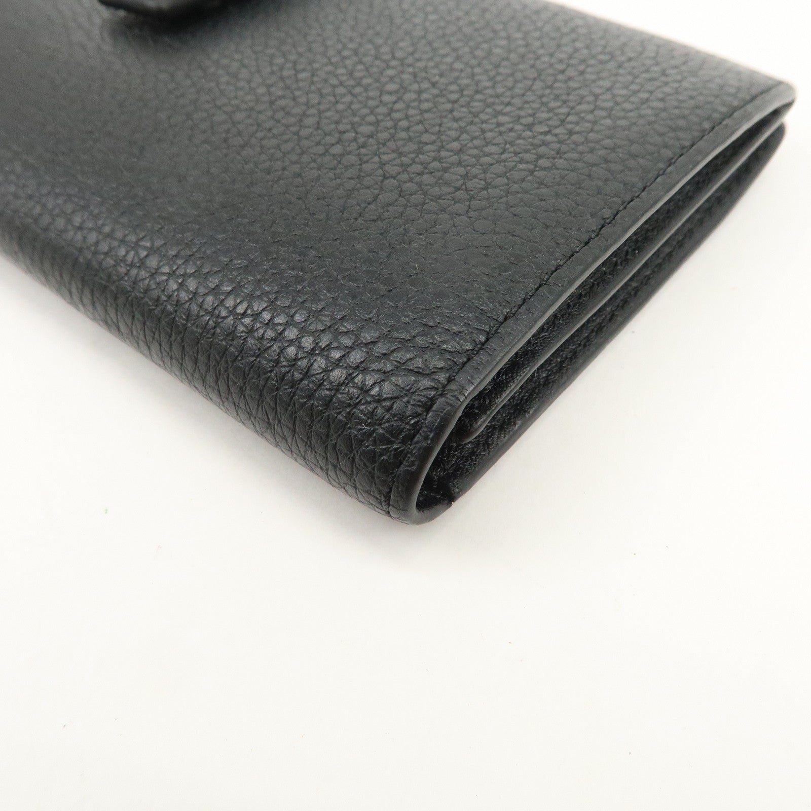 LOEWE Logo Leather Bi-fold Long Wallet Black 062047