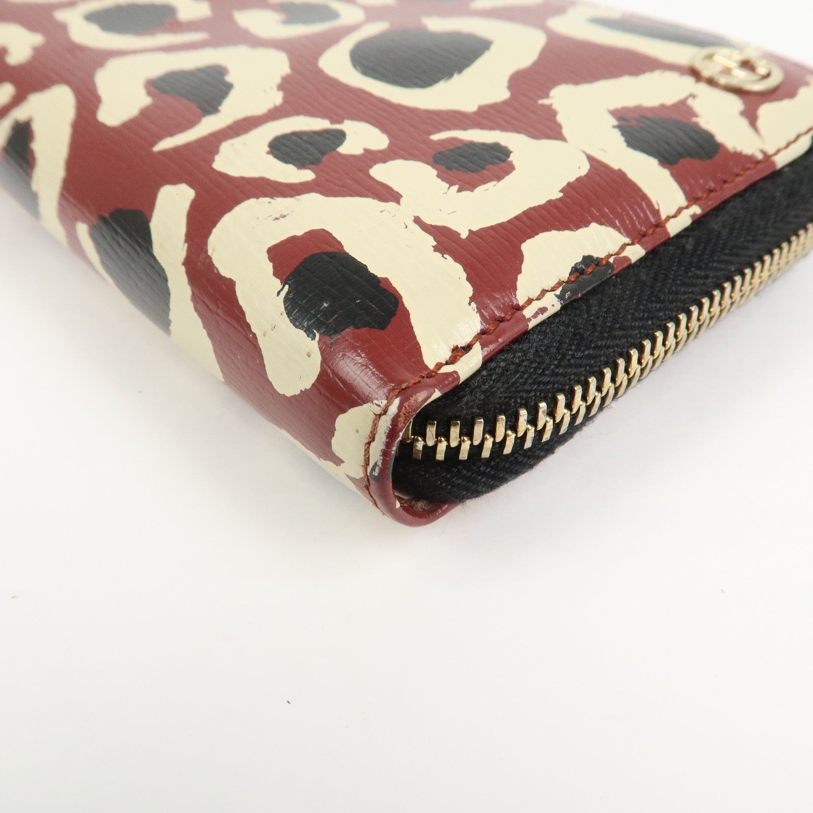 GUCCI Interlocking G Leather Leopard Round Zippy Long Wallet 309705