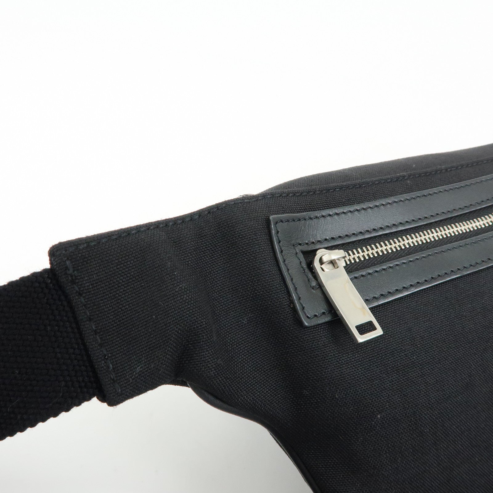 SAINT LAURENT PARIS Canvas Leather Waist Bag Body Bag Black 557831