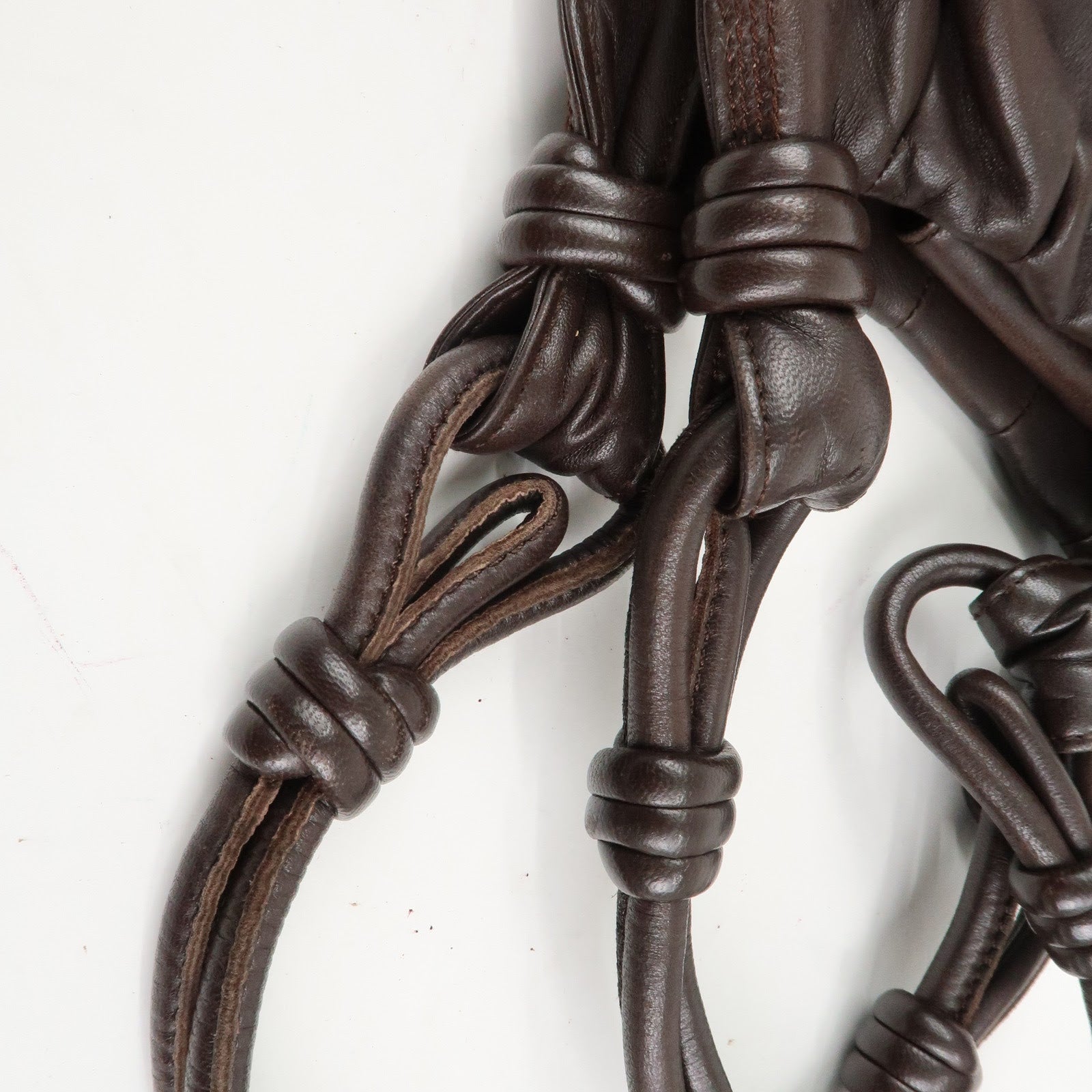 LOEWE Anagram Nappa Leather Shoulder Bag Brown Used