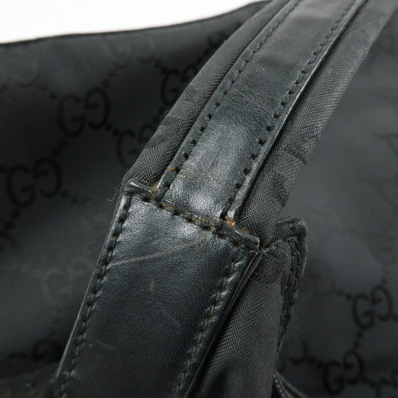 GUCCI Front Pocket GG Nylon Leather Shoulder Bag Black 001・3380