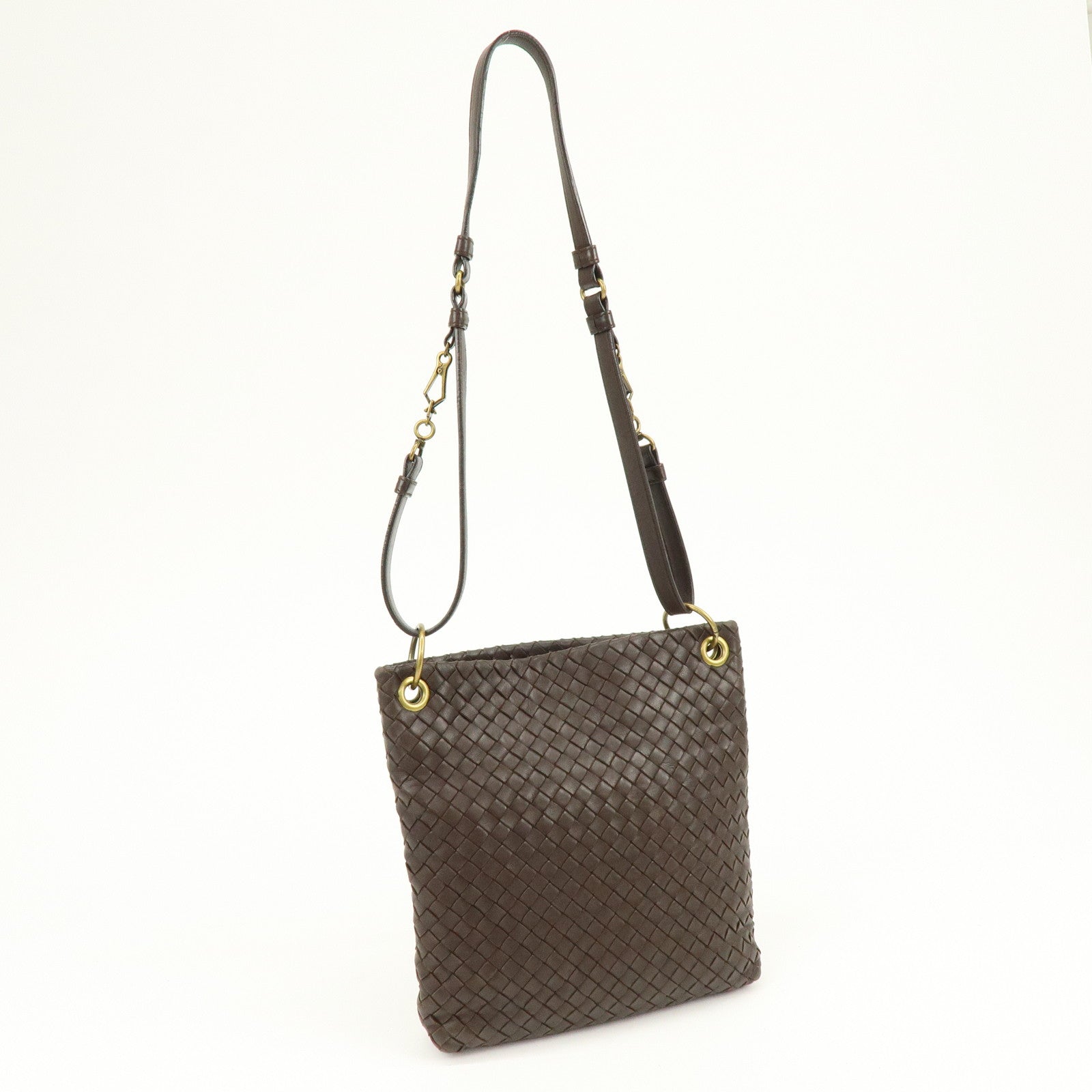 BOTTEGA VENETA Intrecciato Leather Shoulder Bag Brown 179330