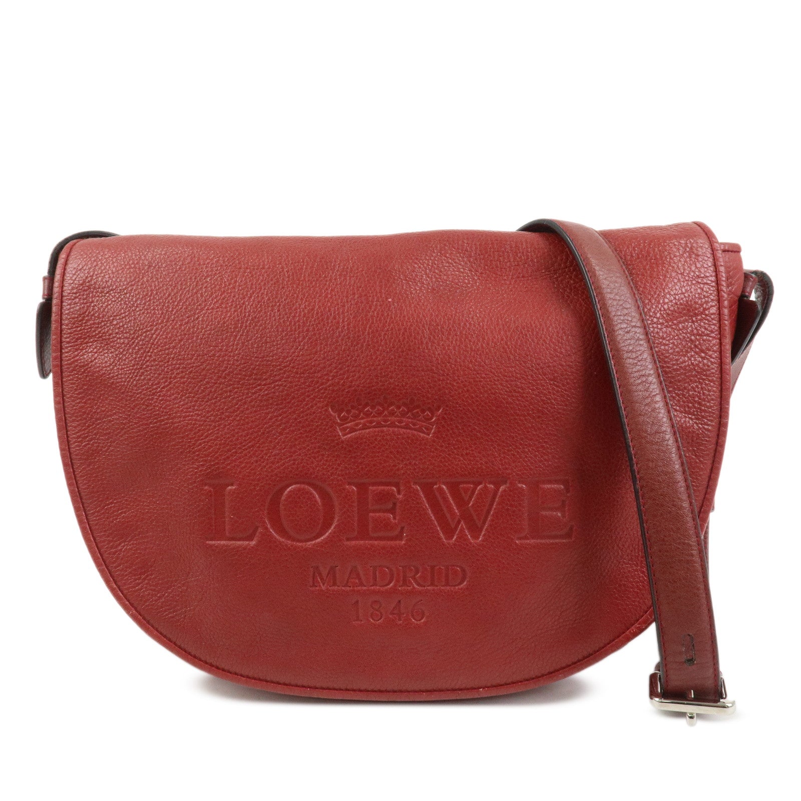 LOEWE Heritage Leather Shoulder Bag Crossbody Bag Red