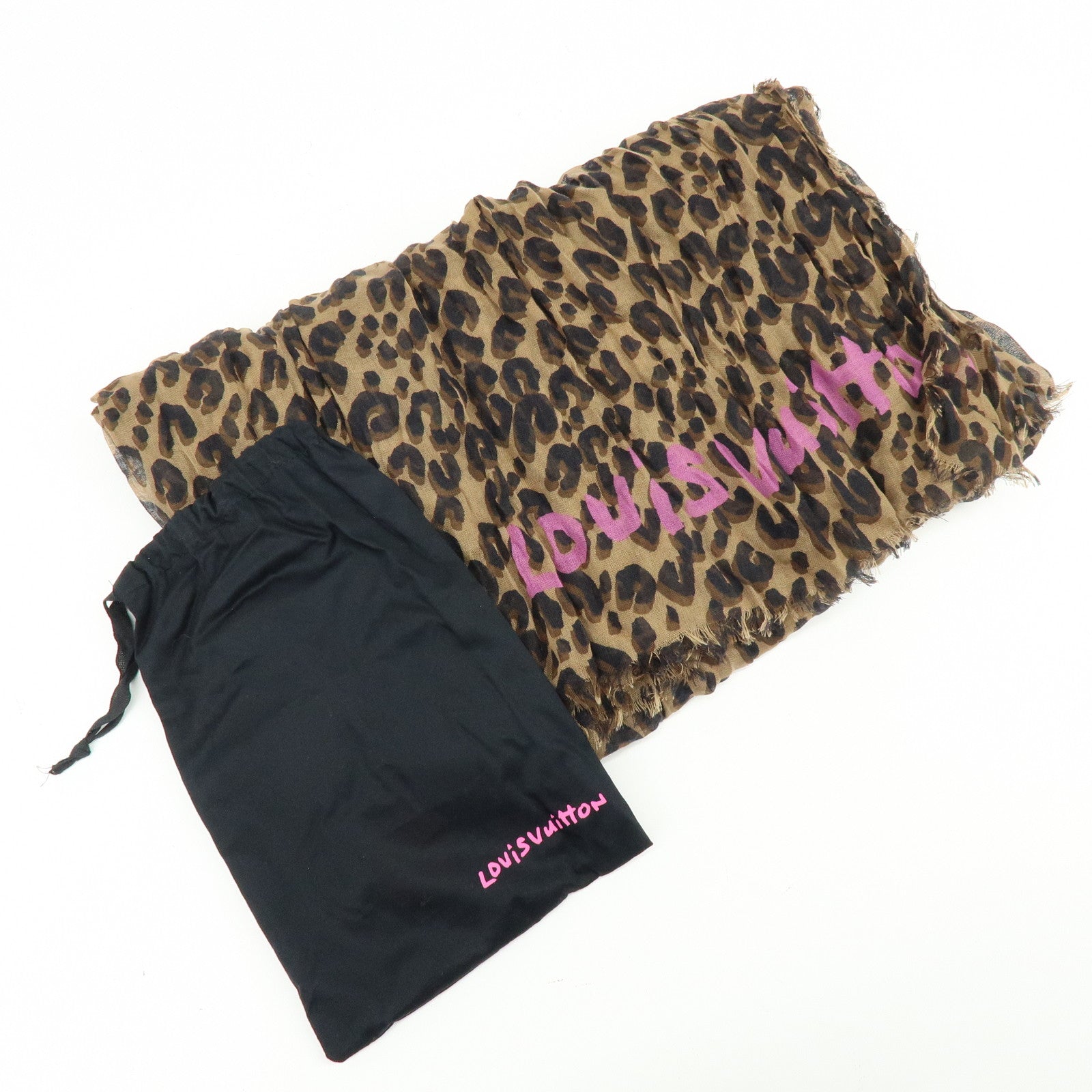 Louis Vuitton Etole Leopard Cashmere Silk Scarf Shawl Brown M75227