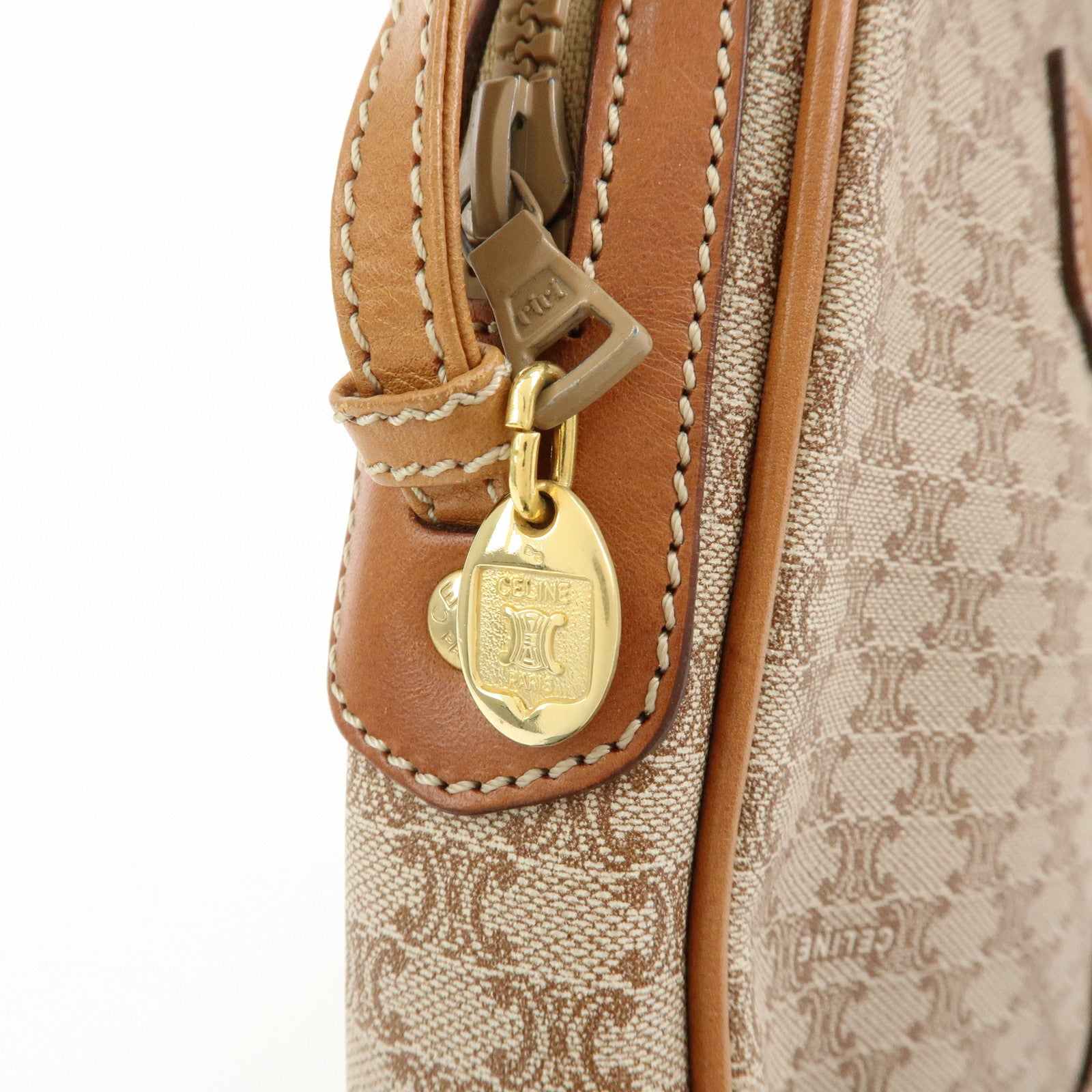 CELINE Macadam PVC Leather Mini Shoulder Crossbody Bag Beige