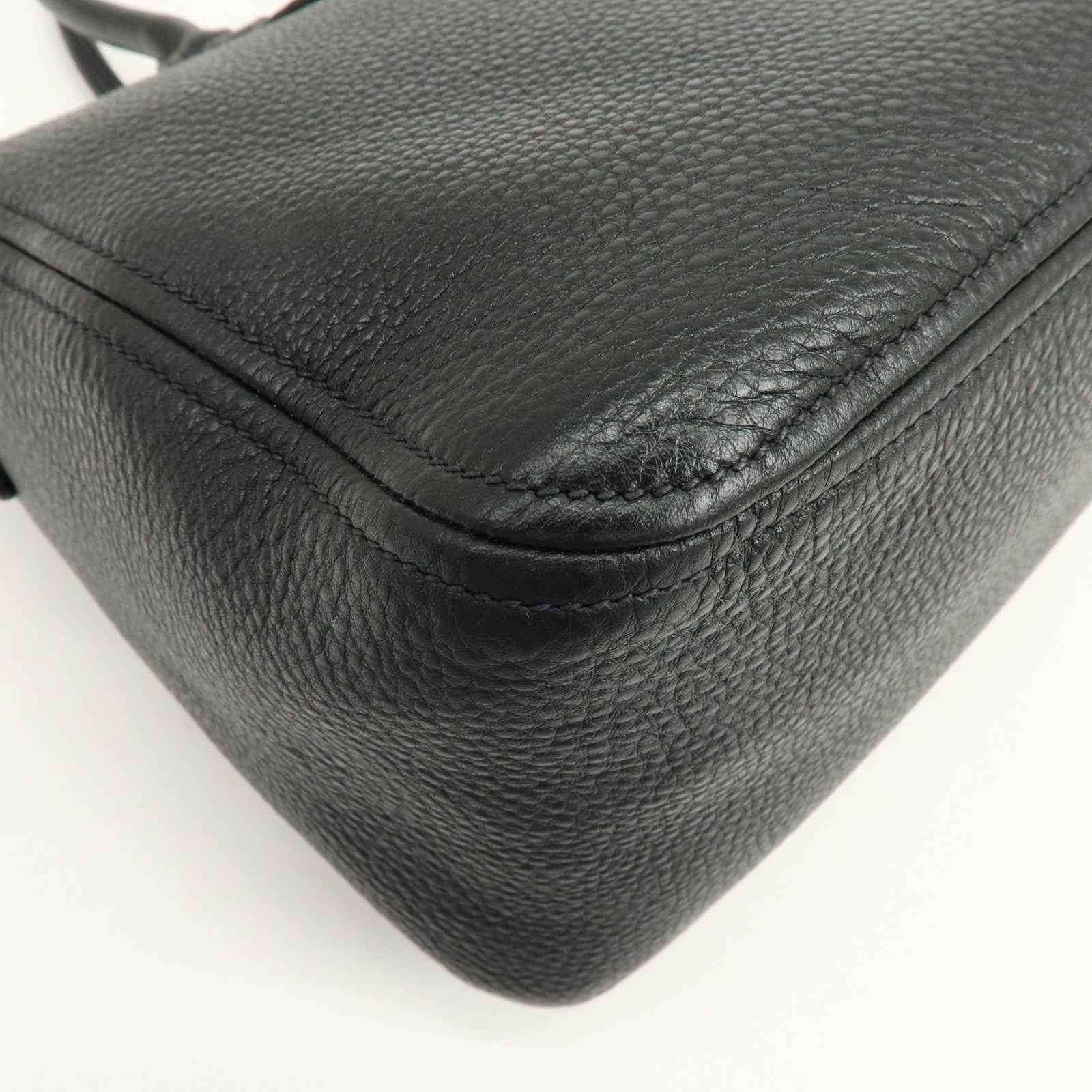 PRADA Leather 2Way Bag Hand Bag Shoulder Bag Black 1BB023