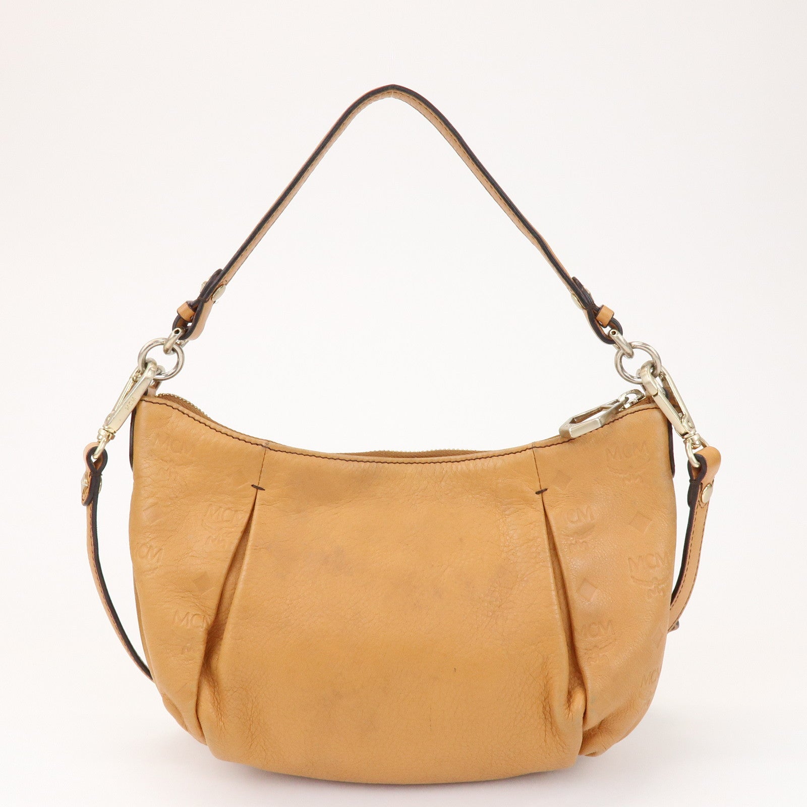 MCM Logo Leather 2WAY Bag Hand Bag Shoulder Bag Crossbody Bag Brown