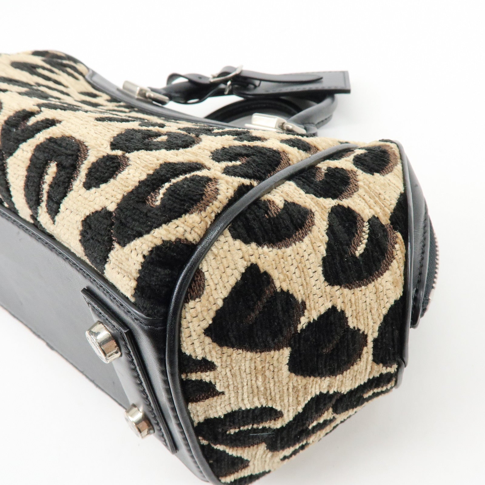Louis Vuitton Jacquard Canvas Leather Leopard Baby Hand Bag M94257