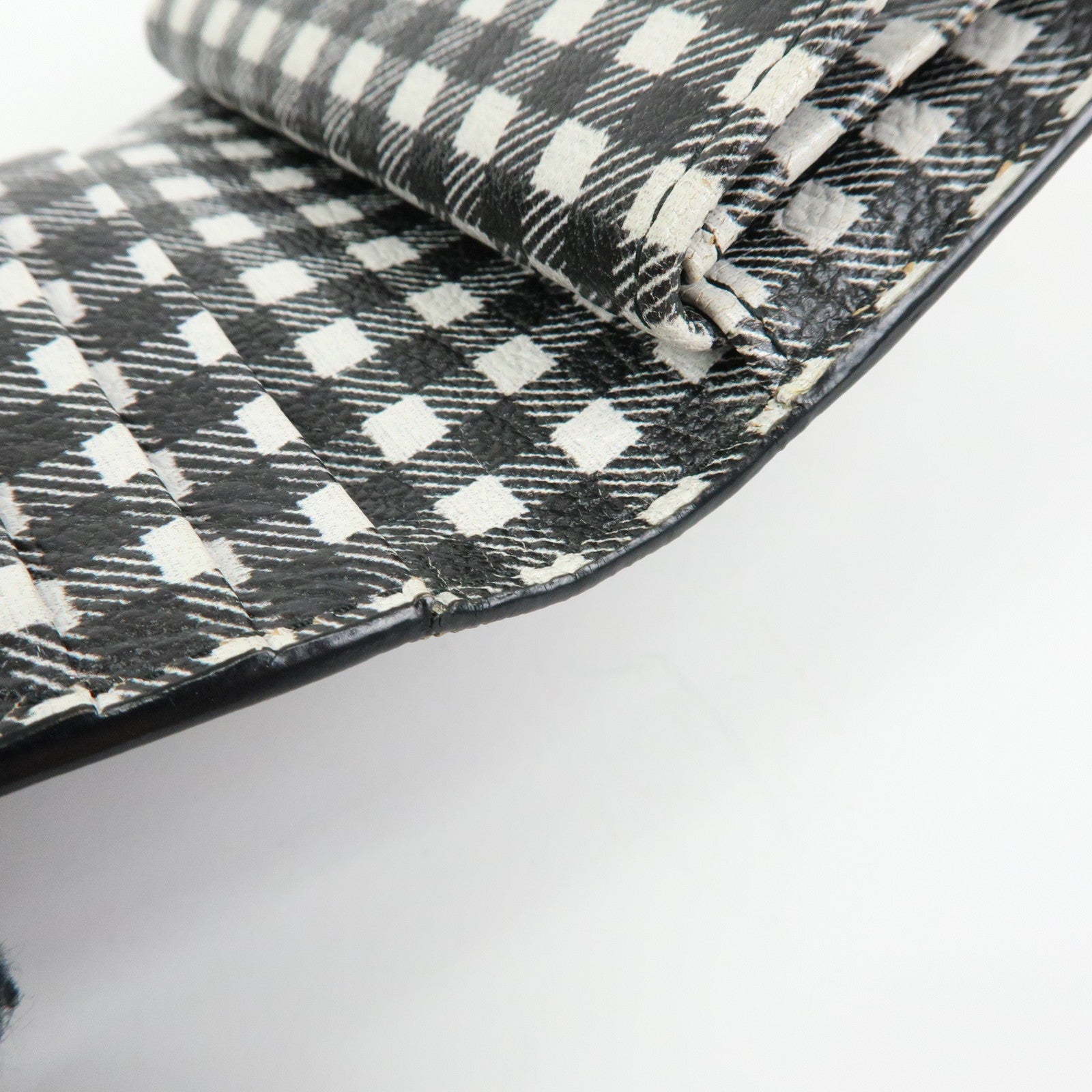 MIU MIU PVC Gingham Bi-fold Compact Wallet Black White 5MV204