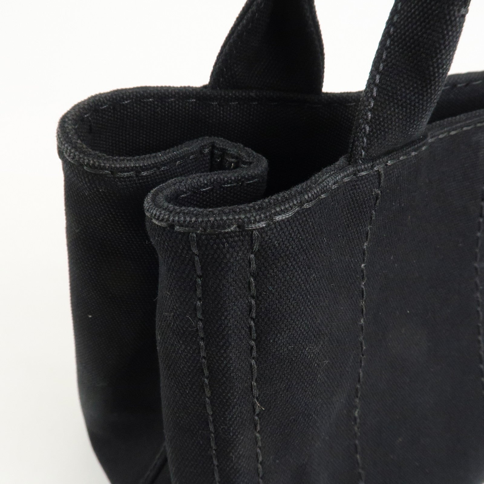 PRADA Canapa Mini Canvas 2Way Hand Bag Tote Bag Black 1BG439 Used