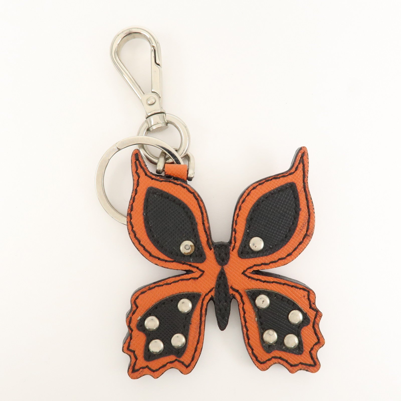 PRADA Butterfly Motif Leather Bag Charm Key Chain 1AR288