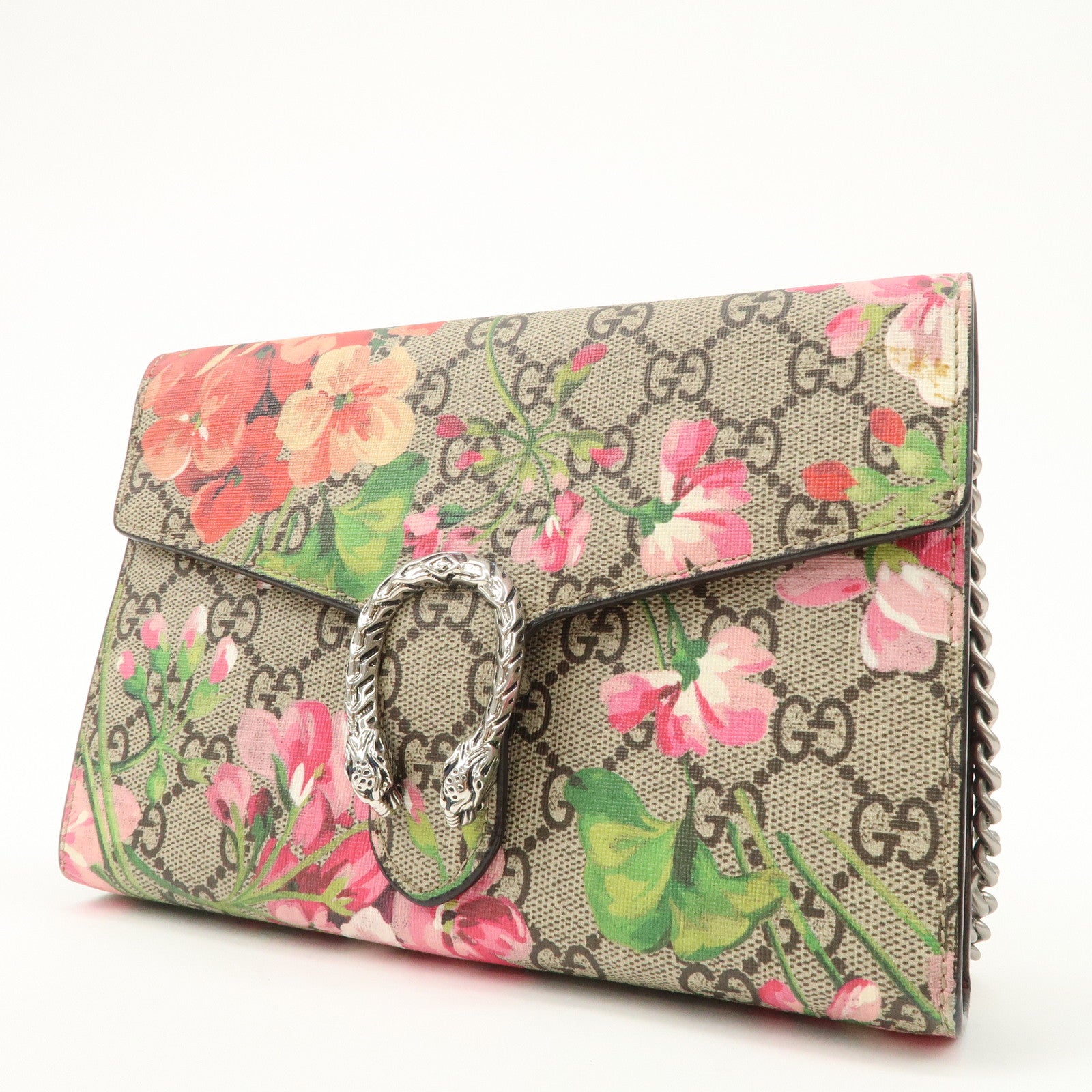 GUCCI Dionysus GG Supreme Chain Shoulder Bag Flower Beige 401231