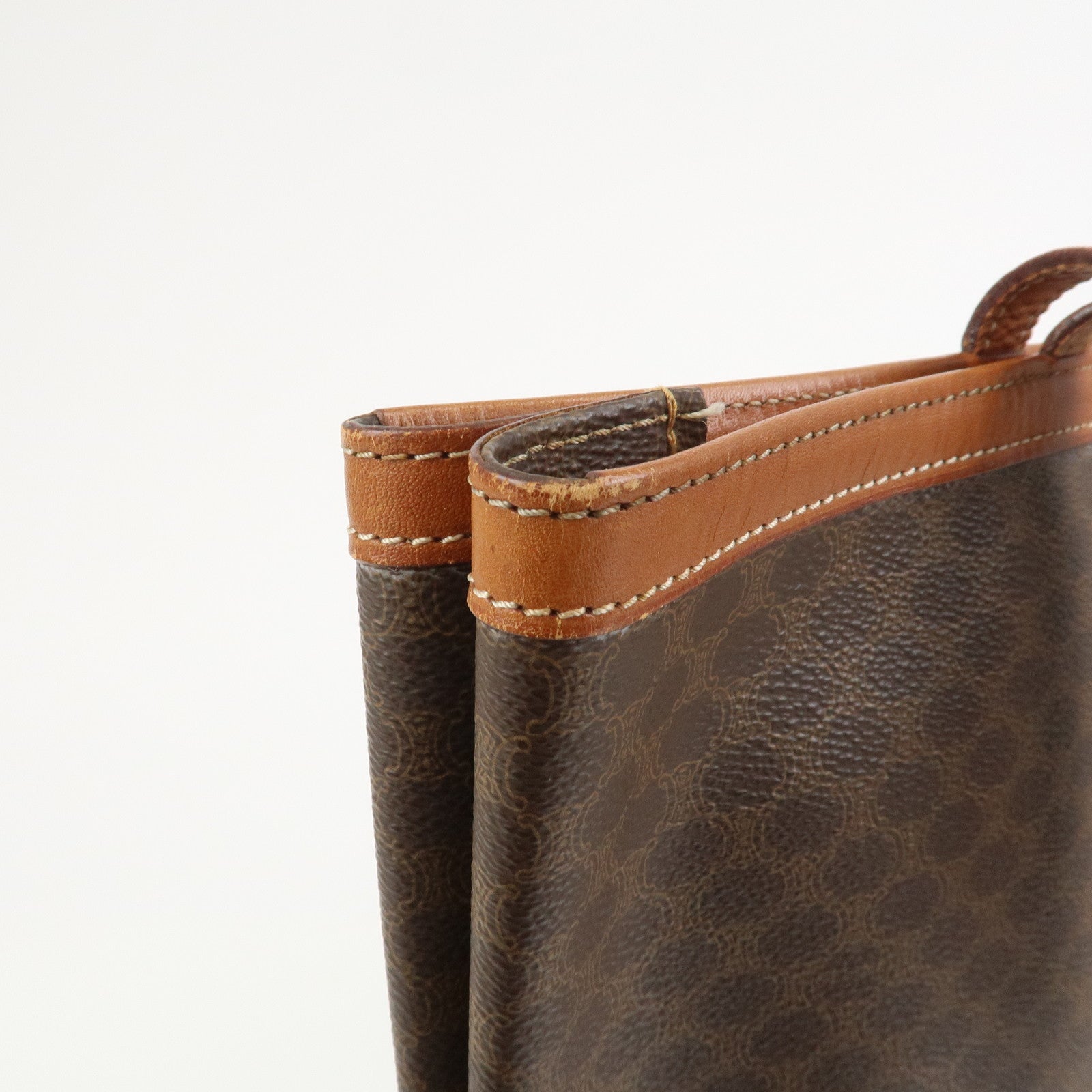 CELINE Macadam PVC Canvas Leather Tote Bag Shoulder Bag Brown